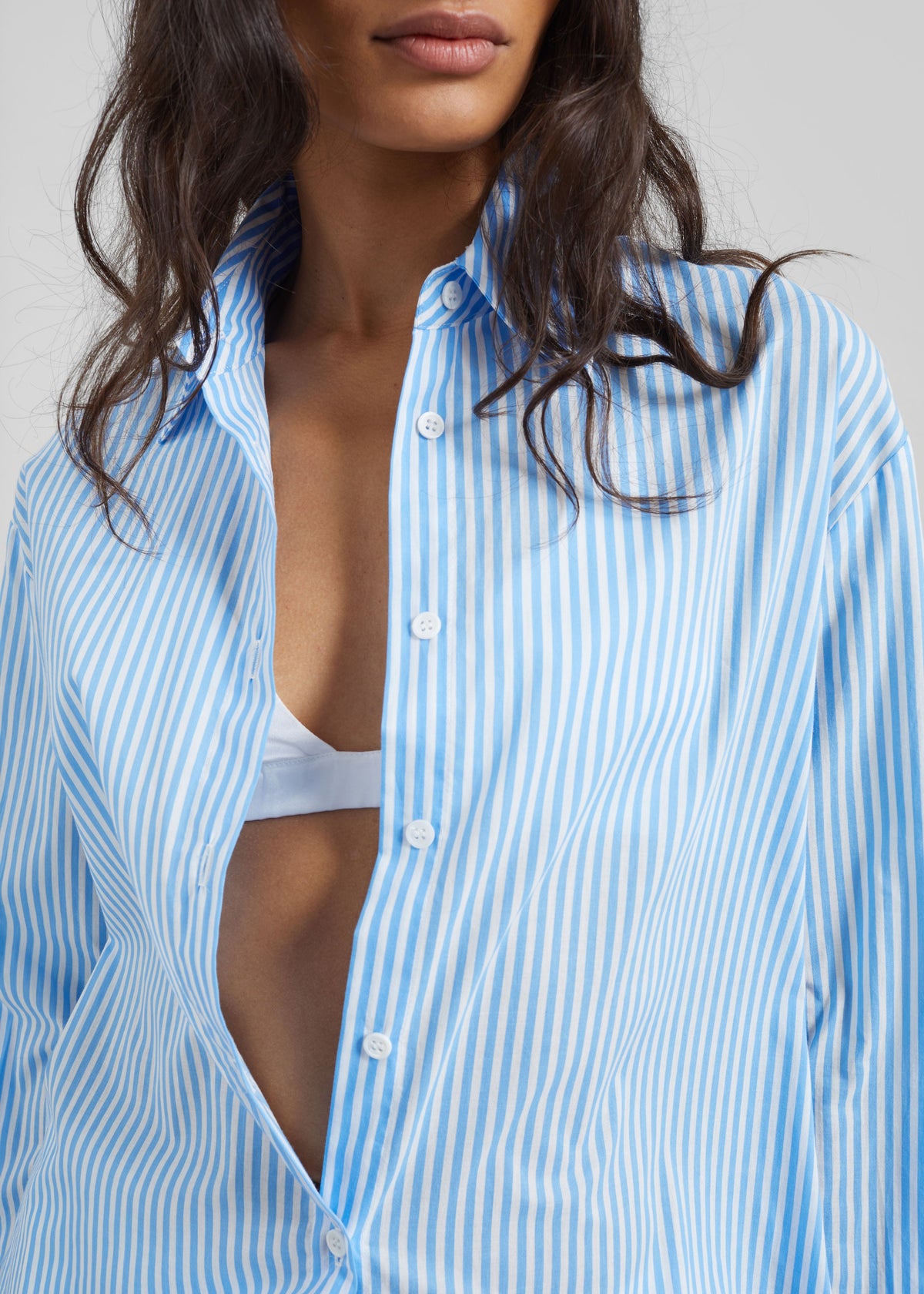 Peri Cotton Shirt - White/Light Blue β view 3 of 9