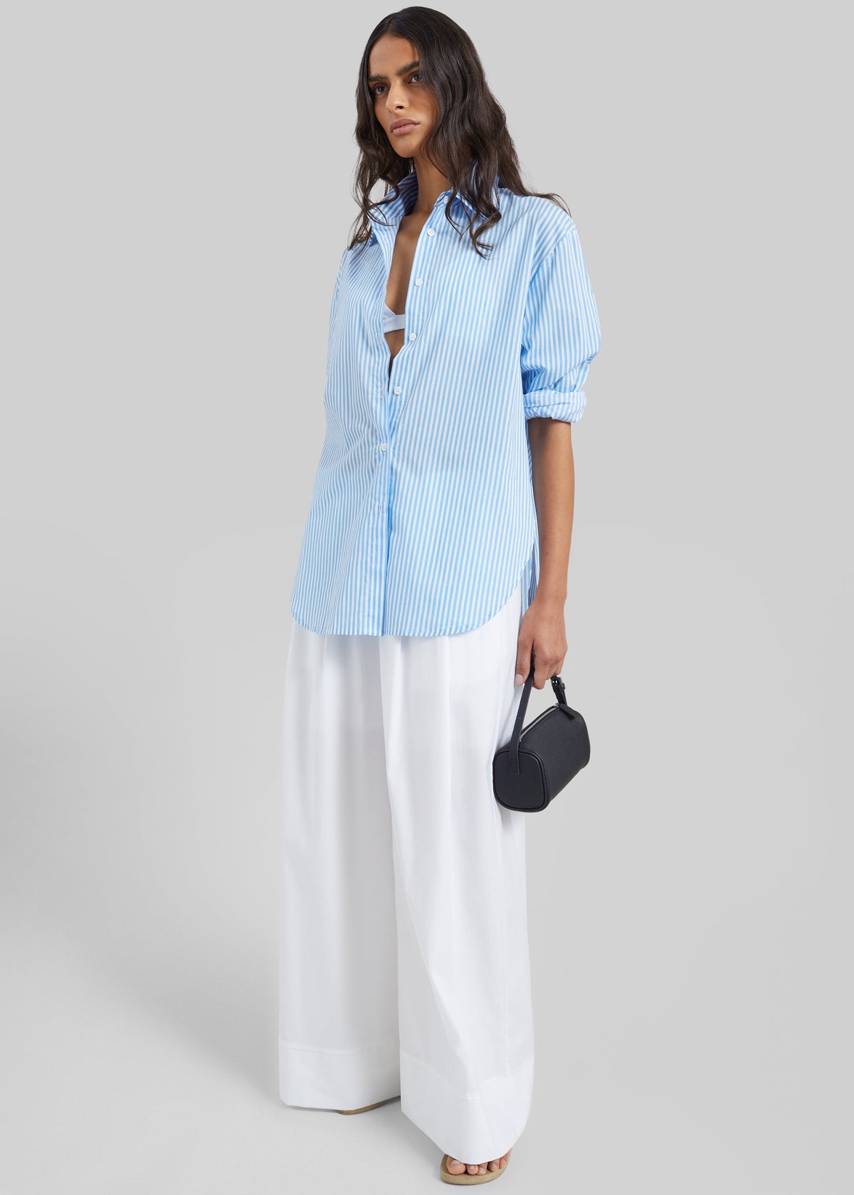Peri Cotton Shirt - White/Light Blue β view 7 of 9