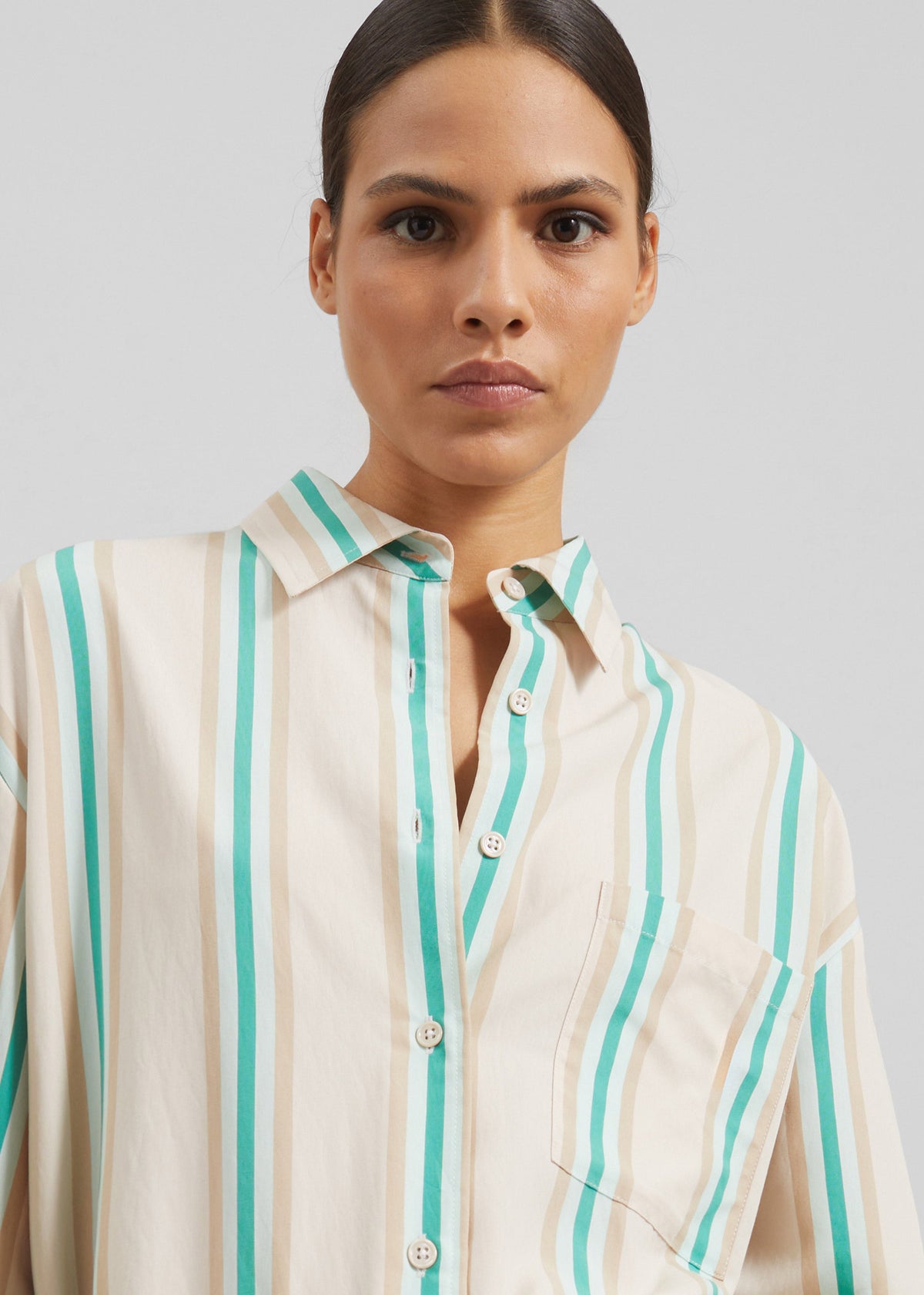 Peri Fluid Shirt - Beige Multi Stripe β view 7 of 9