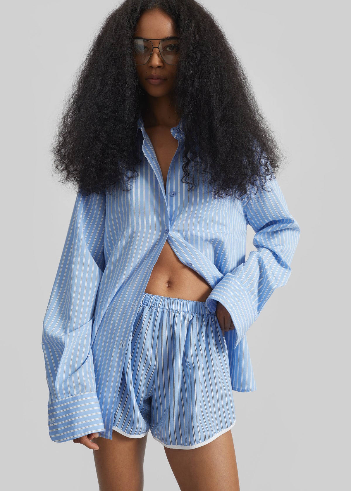 Peri Fluid Shirt - Blue/White Stripe β view 3 of 9