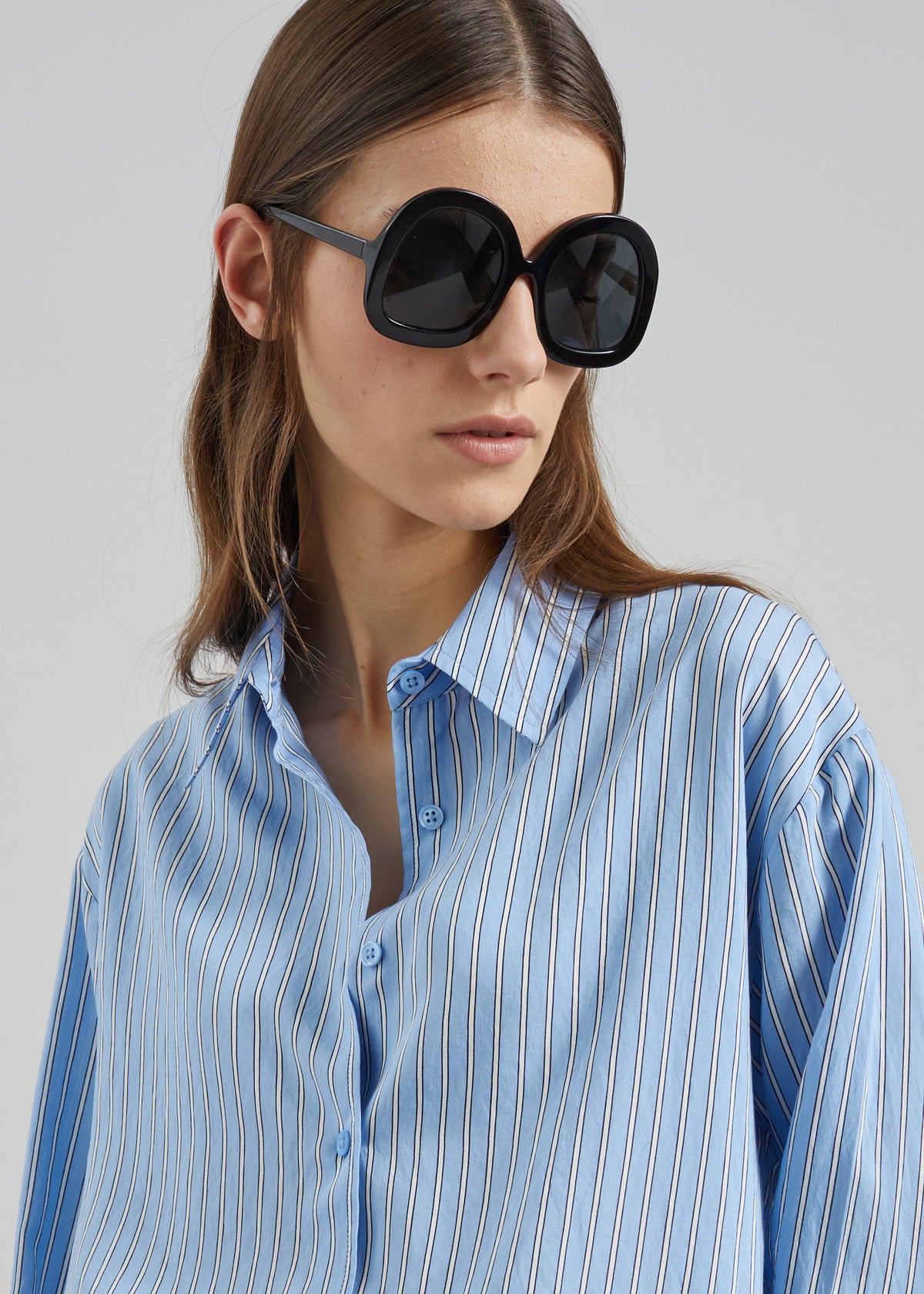 Peri Fluid Shirt - Blue/White Stripe β view 1 of 9