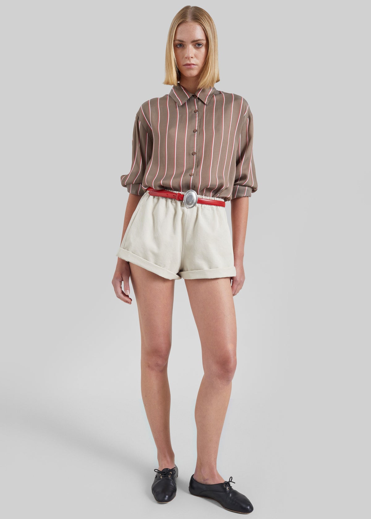 Peri Fluid Shirt - Brown Multi Stripe β view 4 of 9