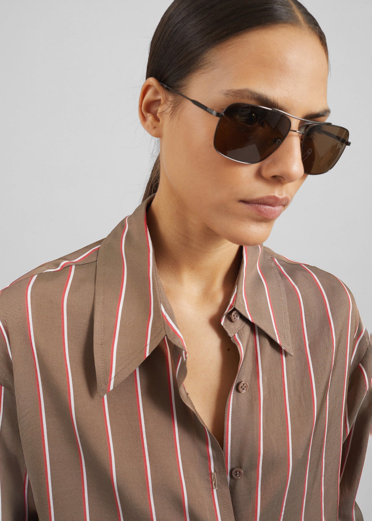 Peri Fluid Shirt - Brown Multi Stripe β view 5 of 9