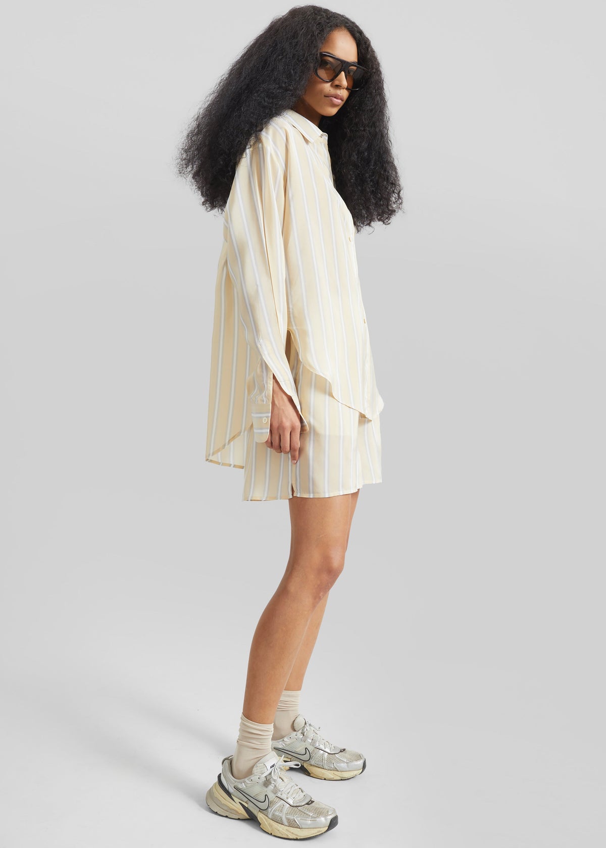 Peri Fluid Shirt - Yellow/White Stripe β view 4 of 7