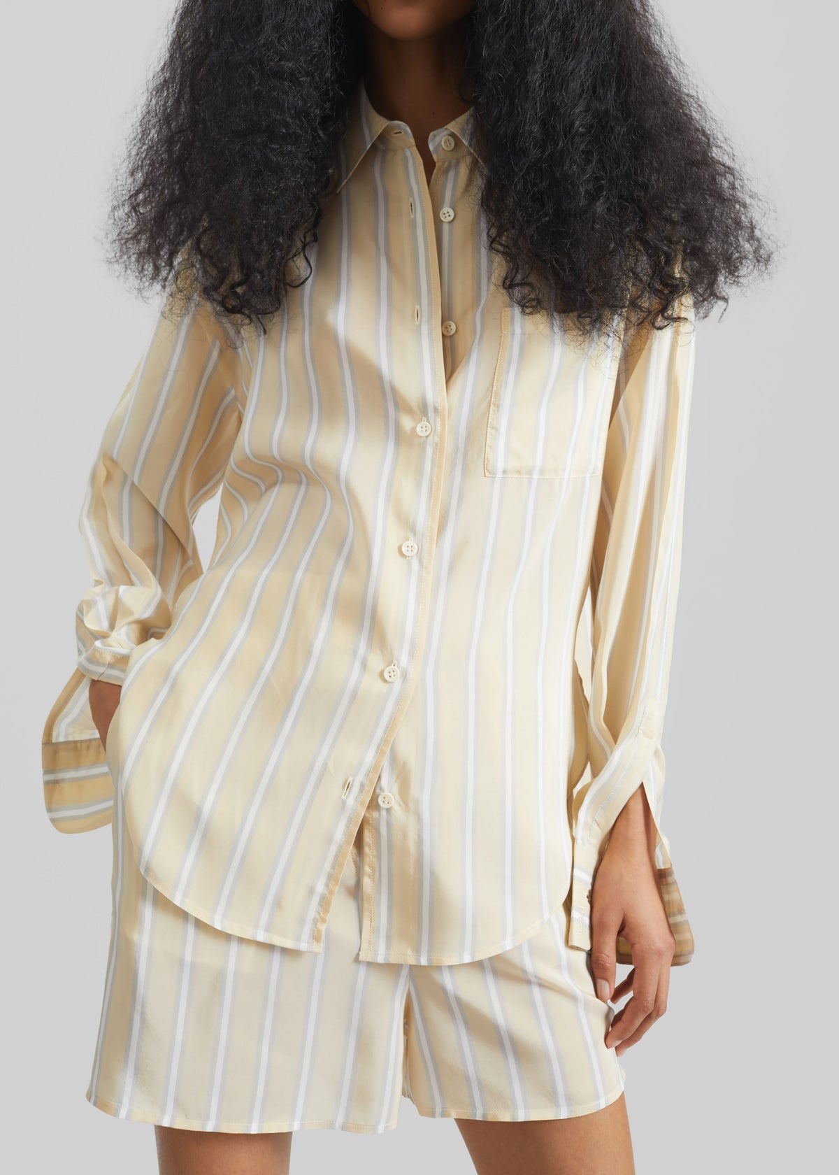 Peri Fluid Shirt - Yellow/White Stripe β view 3 of 7