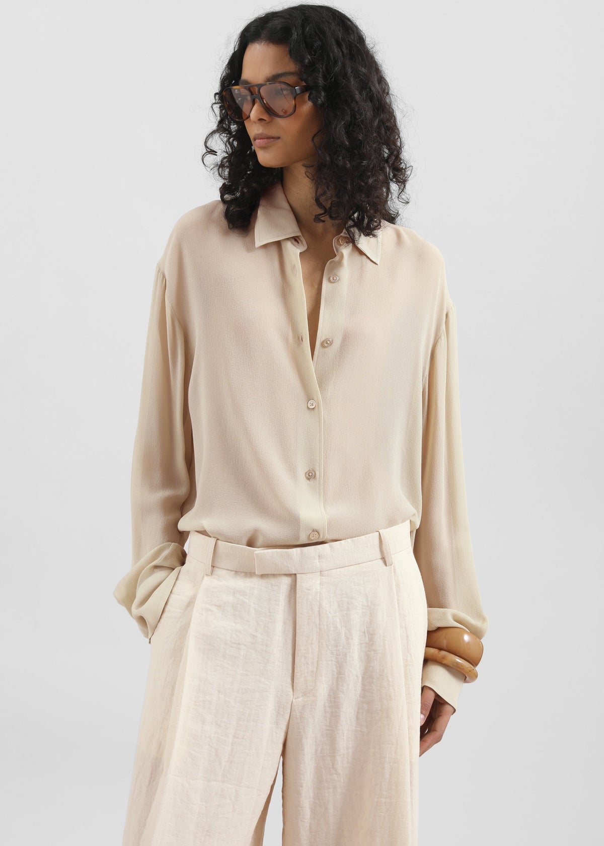 Peri Silk Georgette Shirt - Beige β view 4 of 11