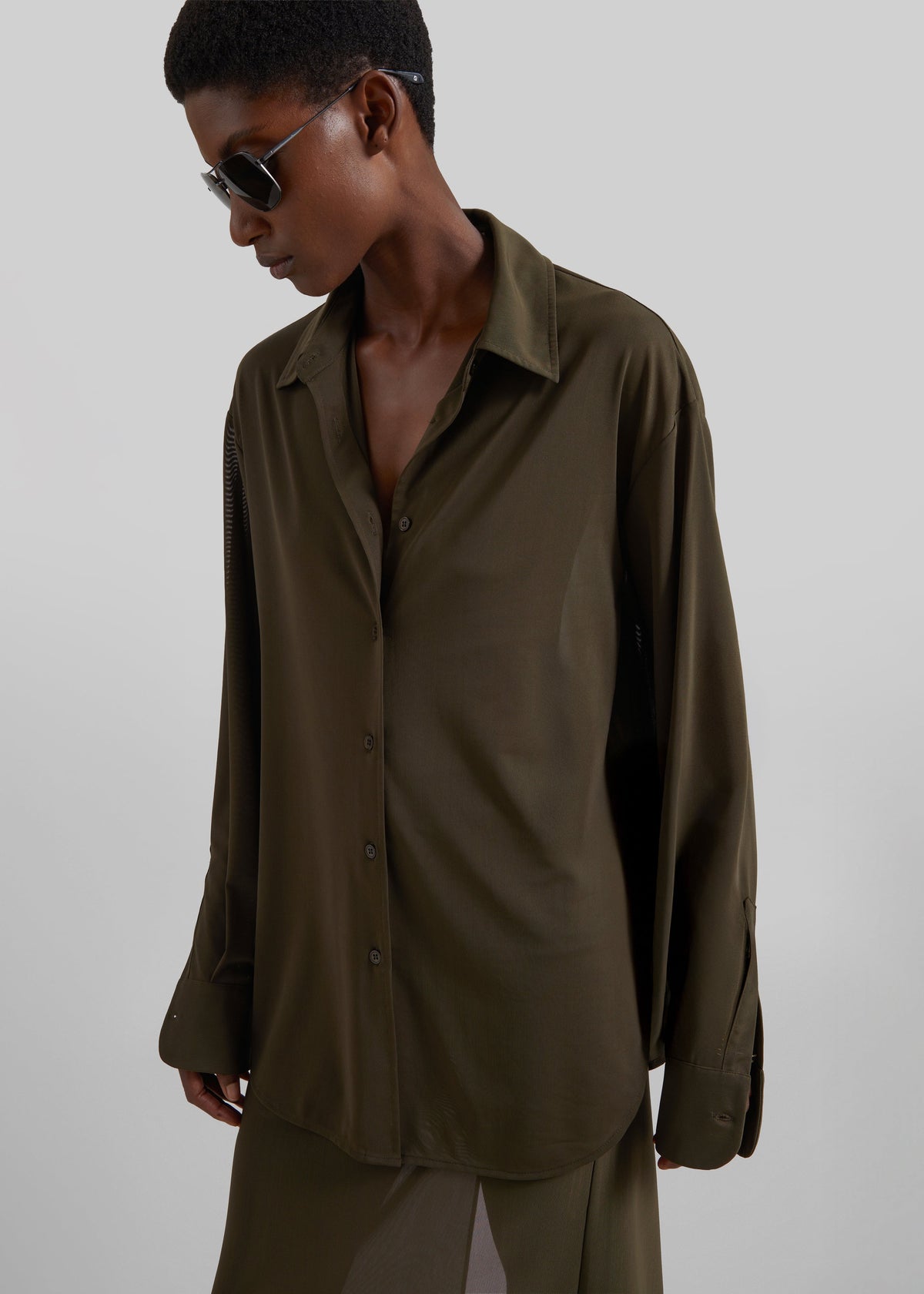 Peri Mesh Fluid Shirt - Khaki β view 5 of 8