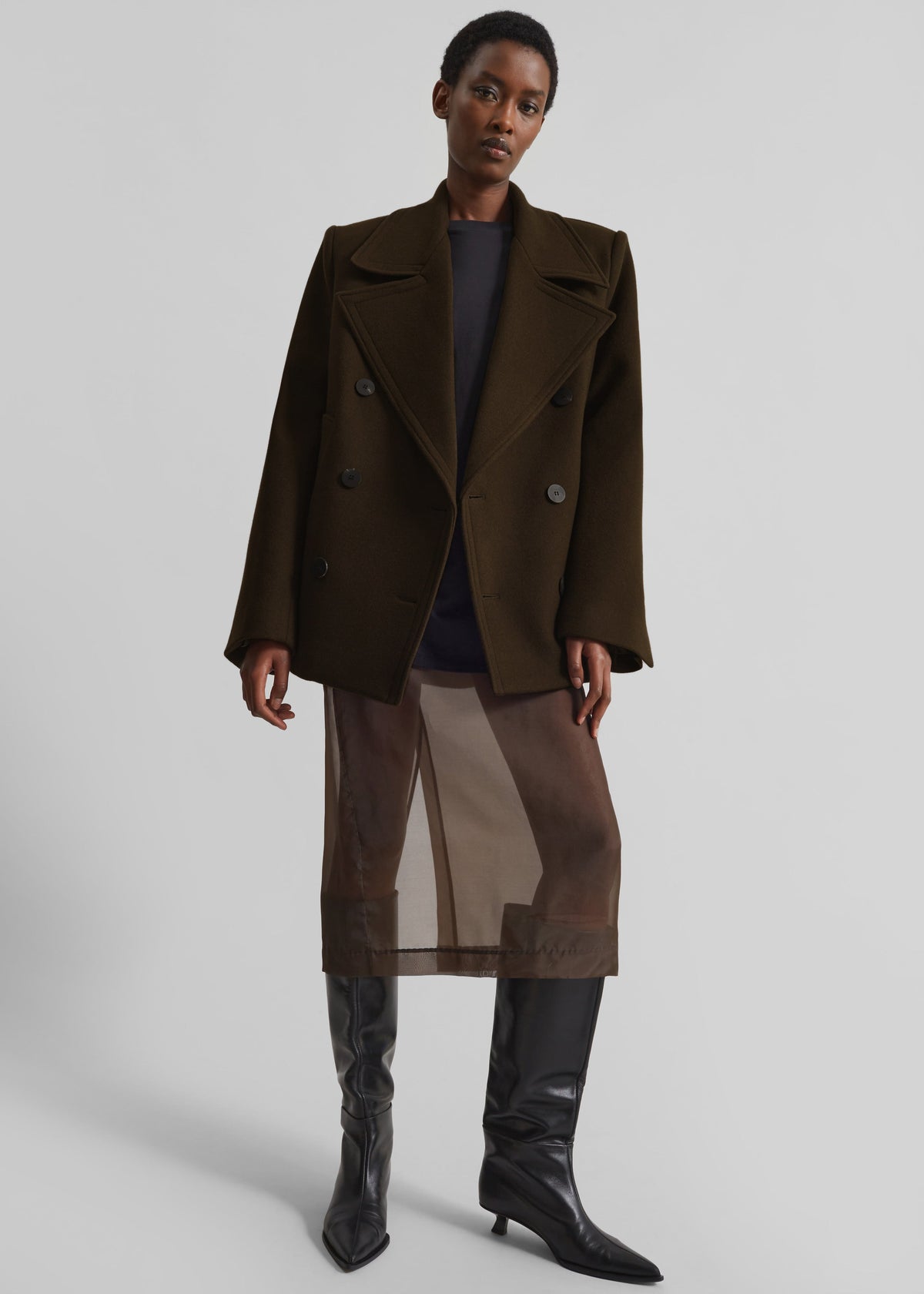 Peri Sheer Midi Skirt - Brown β view 9 of 11