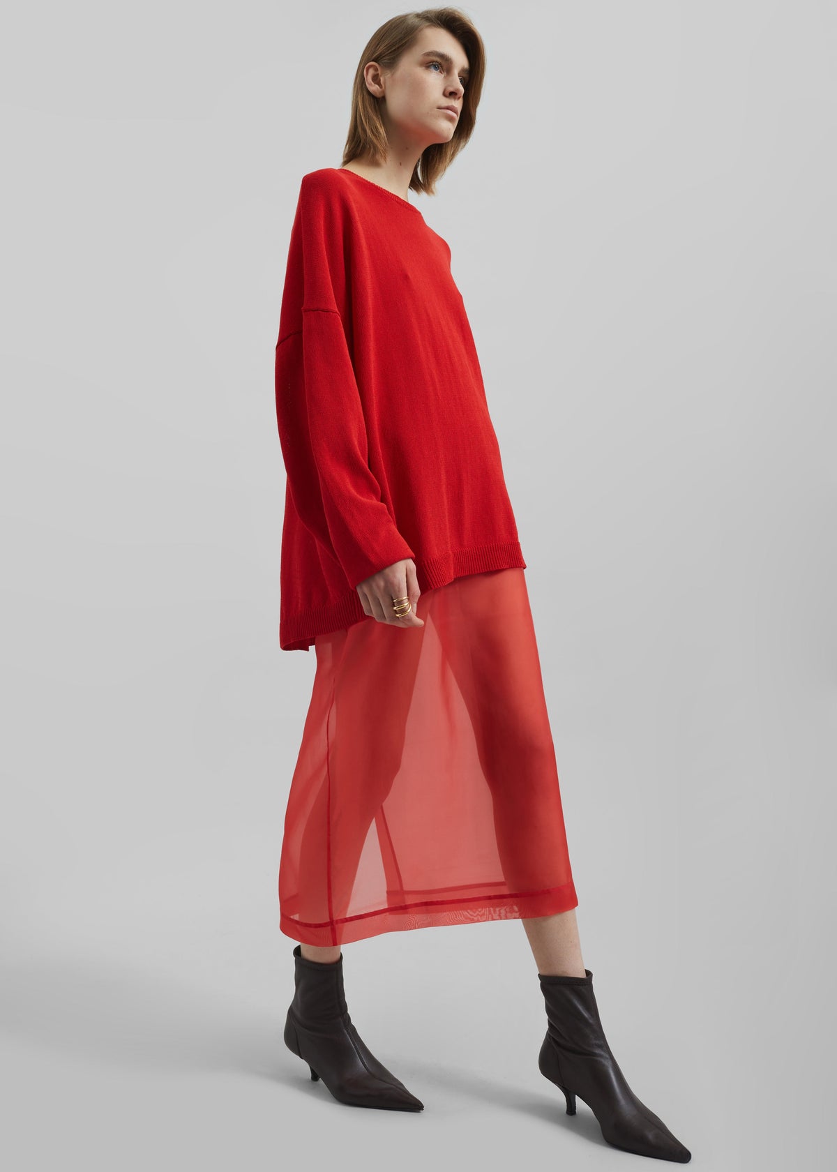 Peri Sheer Midi Skirt - Red β view 8 of 11