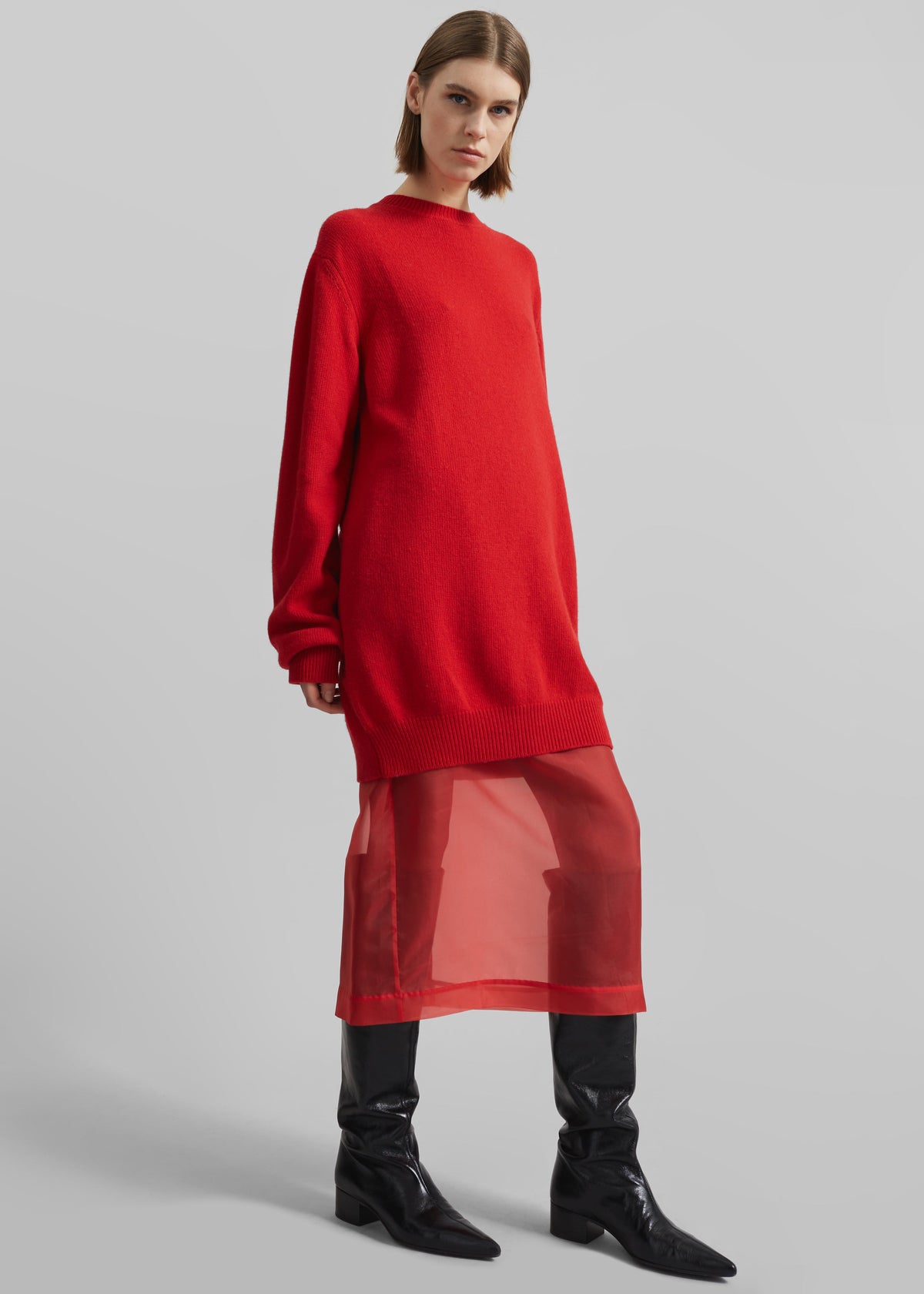 Peri Sheer Midi Skirt - Red β view 7 of 11