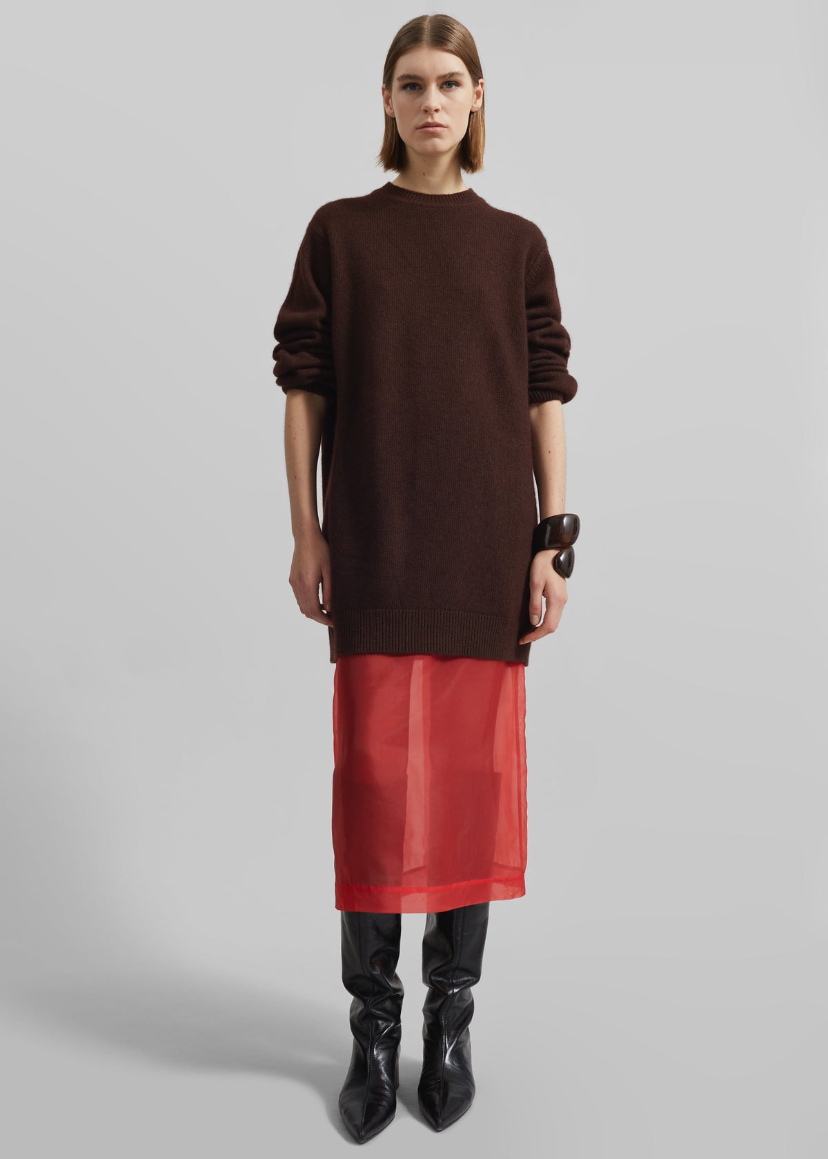 Peri Sheer Midi Skirt - Red β view 4 of 11