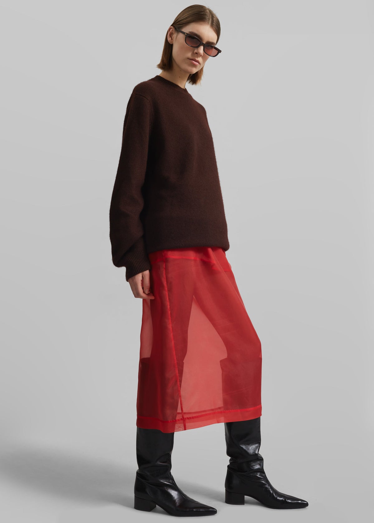 Peri Sheer Midi Skirt - Red β view 5 of 11