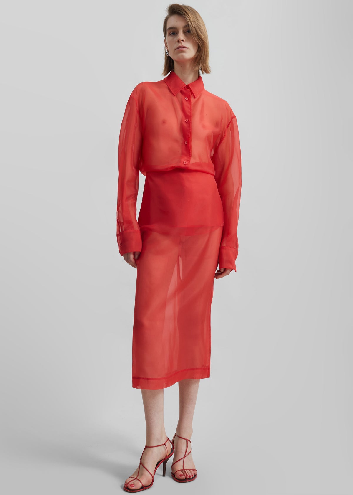Peri Sheer Midi Skirt - Red β view 1 of 11