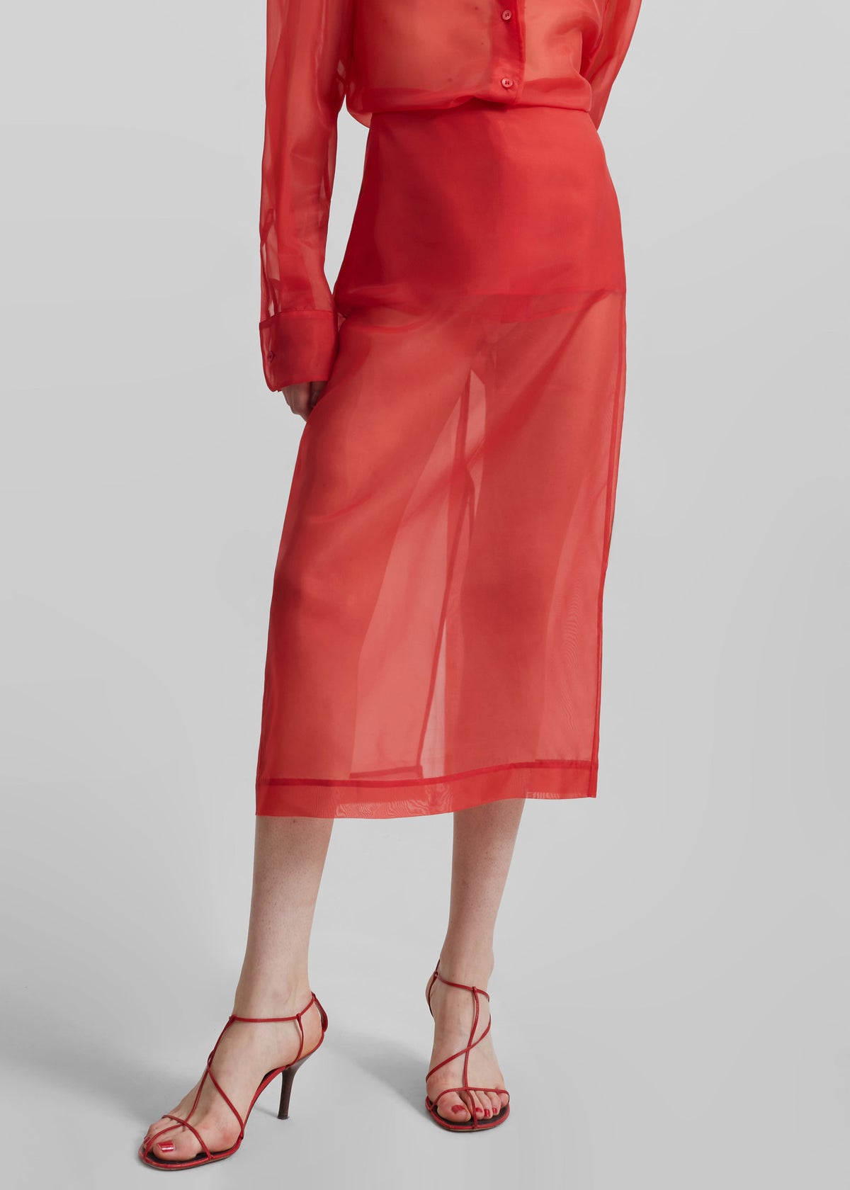 Peri Sheer Midi Skirt - Red β view 6 of 11