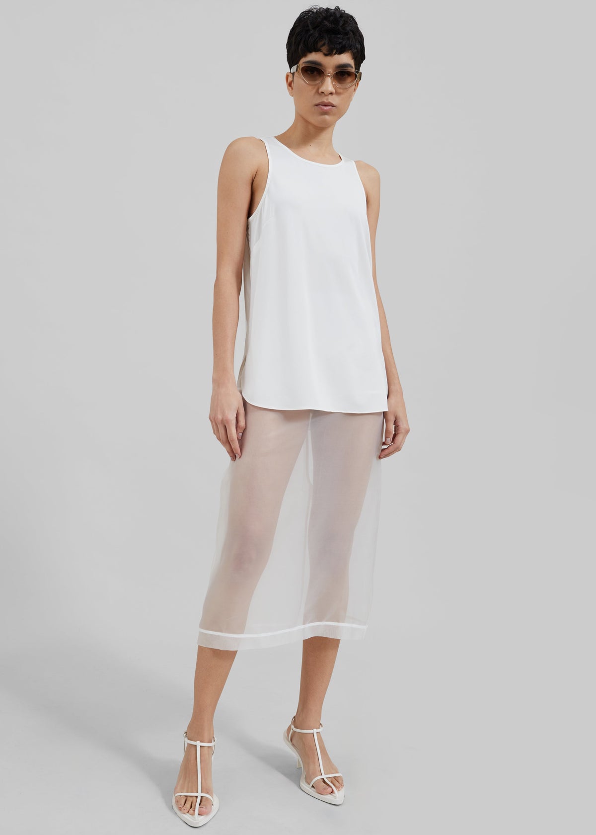 Peri Sheer Midi Skirt - White β view 3 of 7