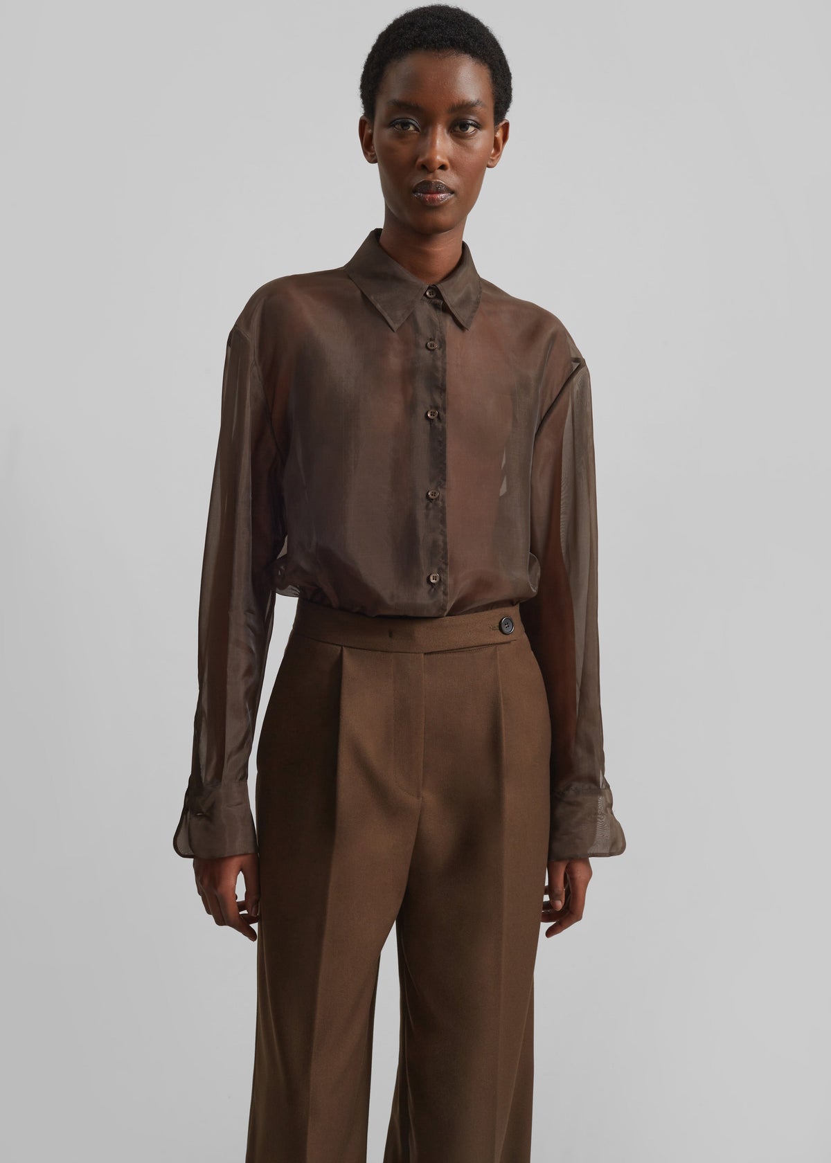 Peri Sheer Shirt - Brown β view 2 of 13