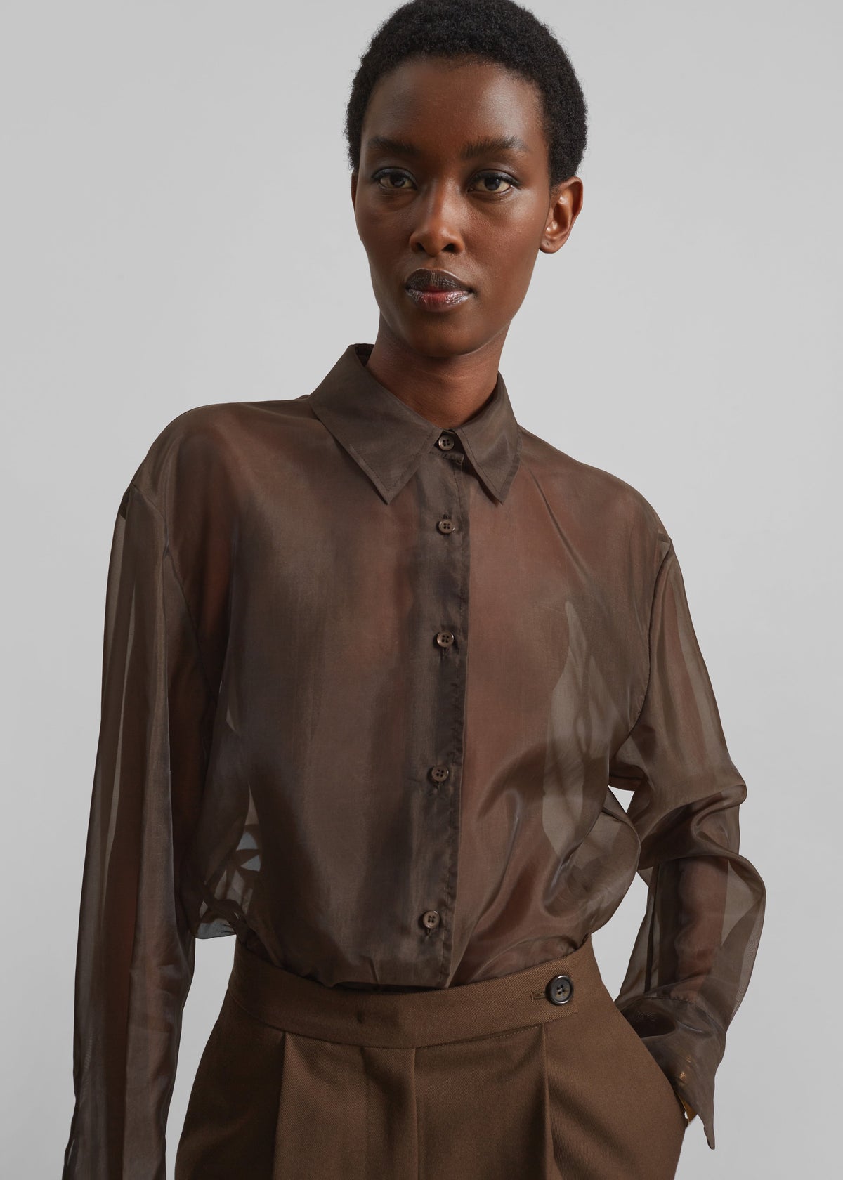 Peri Sheer Shirt - Brown β view 10 of 13