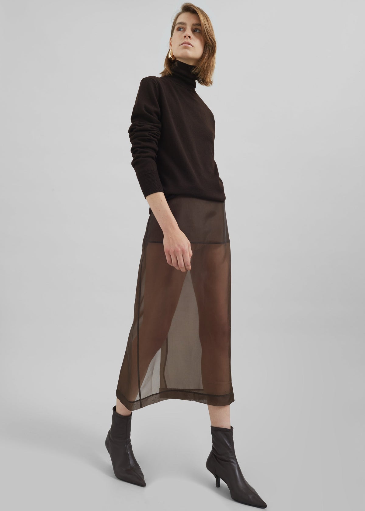 Peri Sheer Midi Skirt - Brown β view 10 of 11