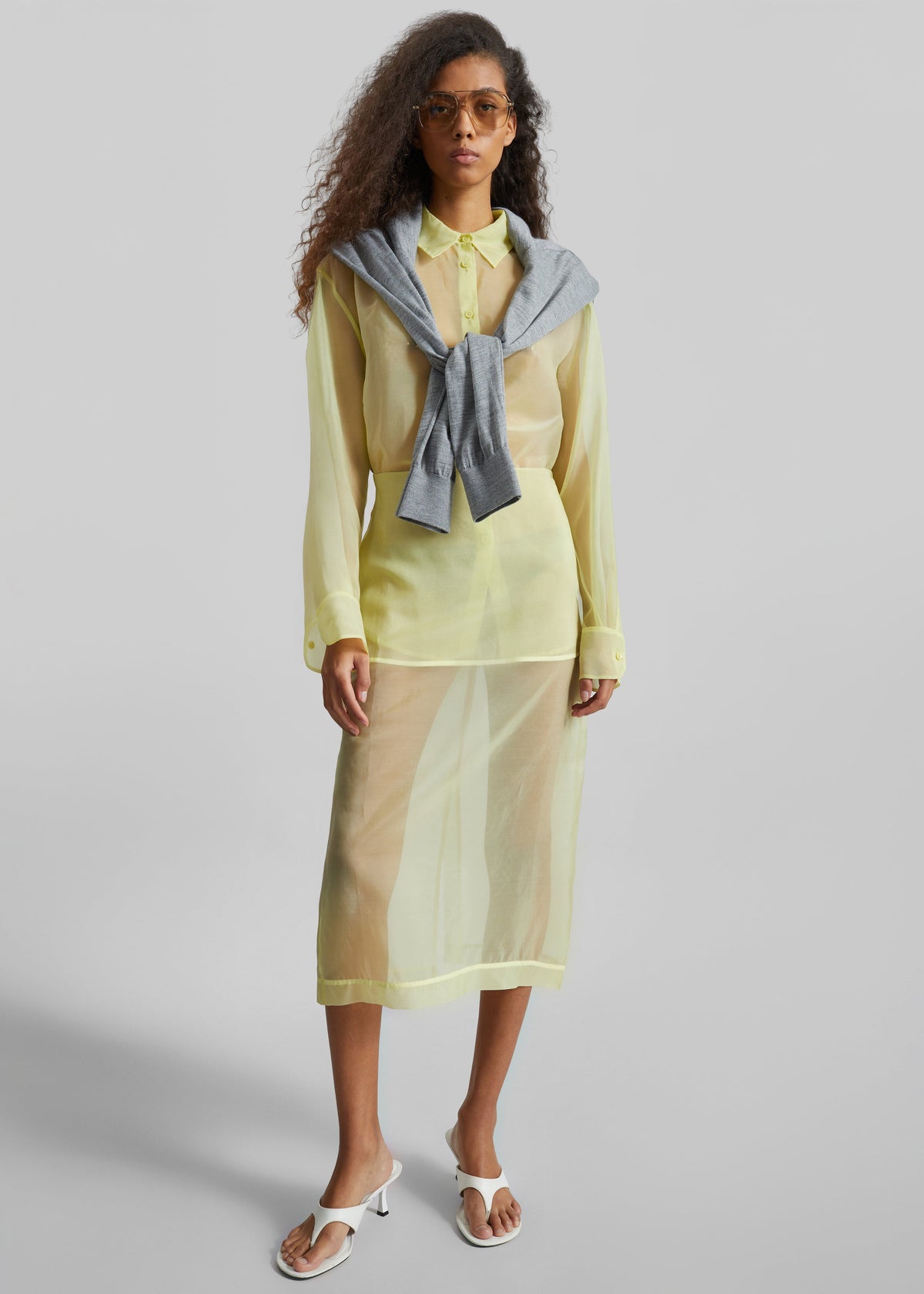 Peri Sheer Shirt - Pale Yellow β view 1 of 6