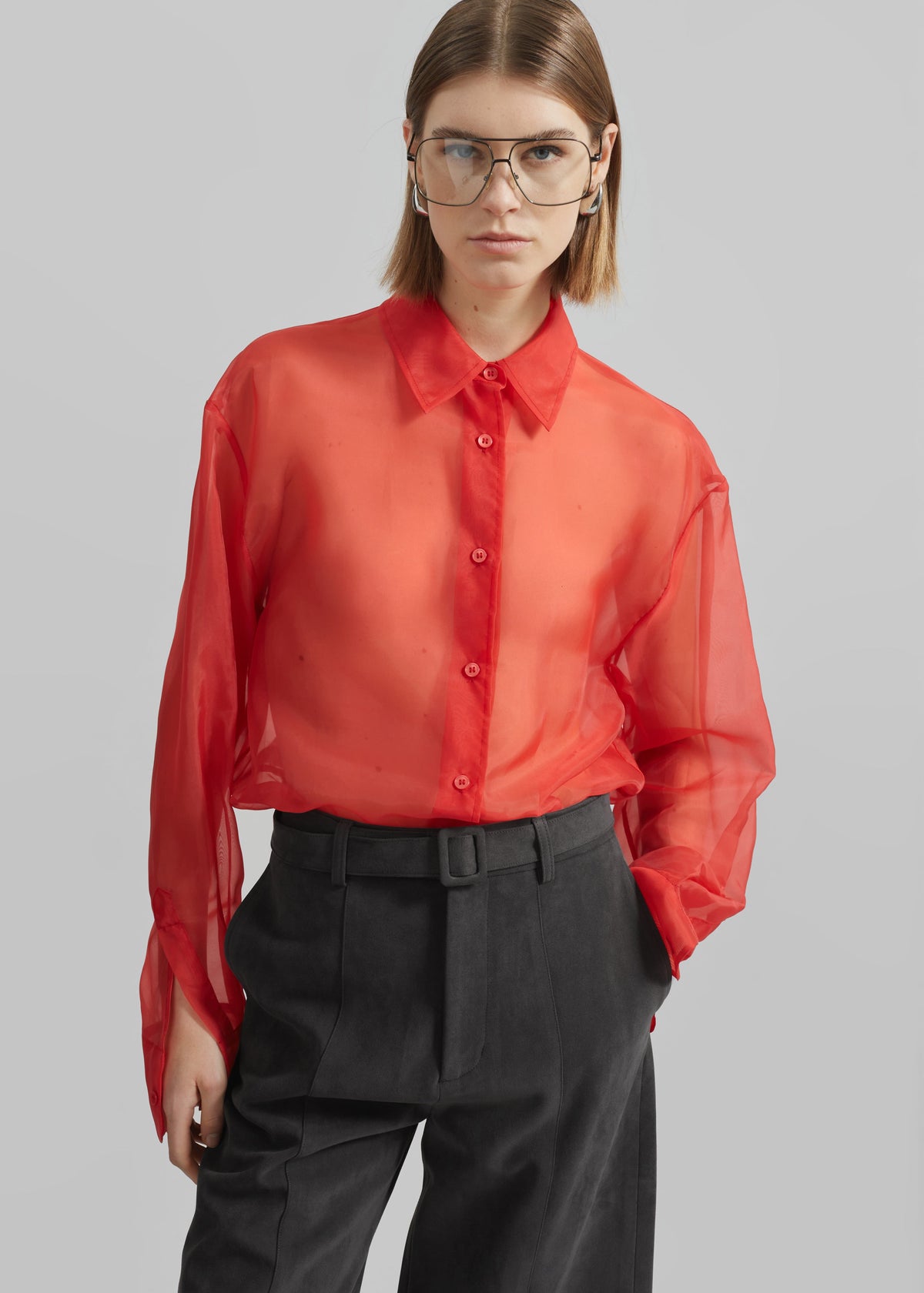 Peri Sheer Shirt - Red β view 6 of 10