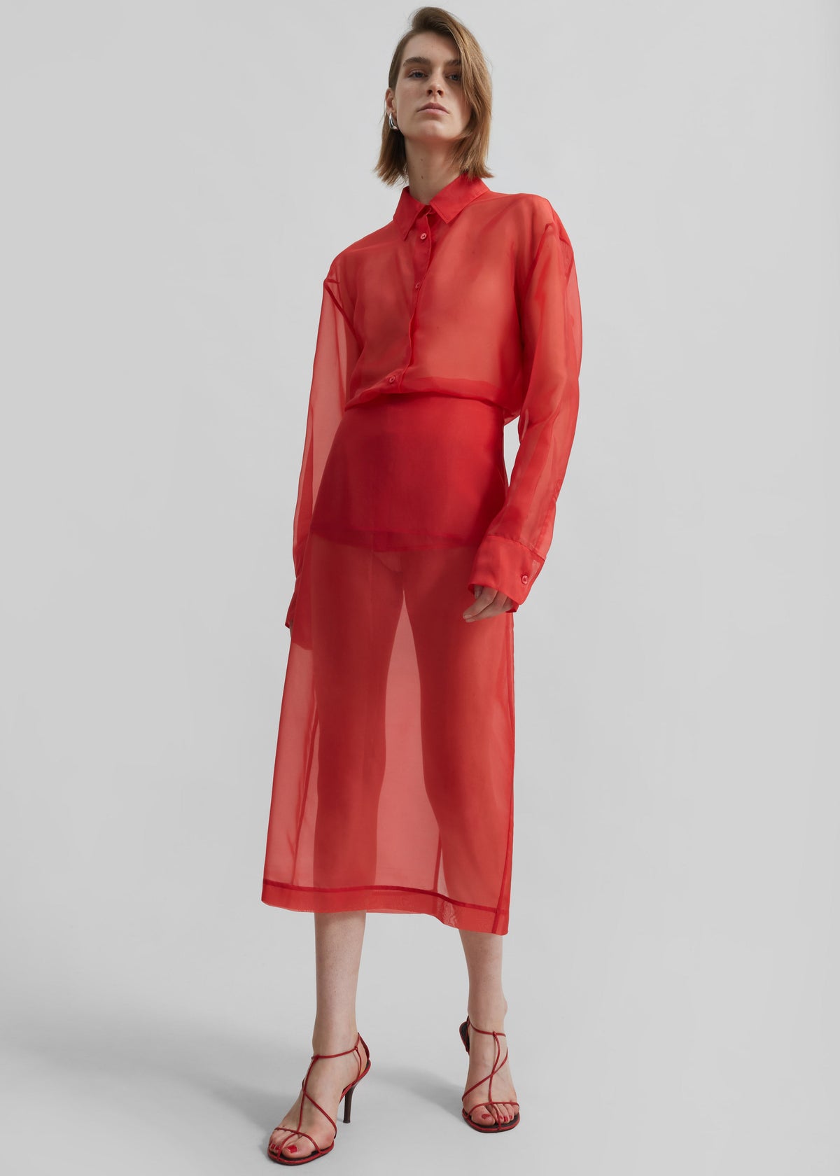 Peri Sheer Shirt - Red β view 5 of 10