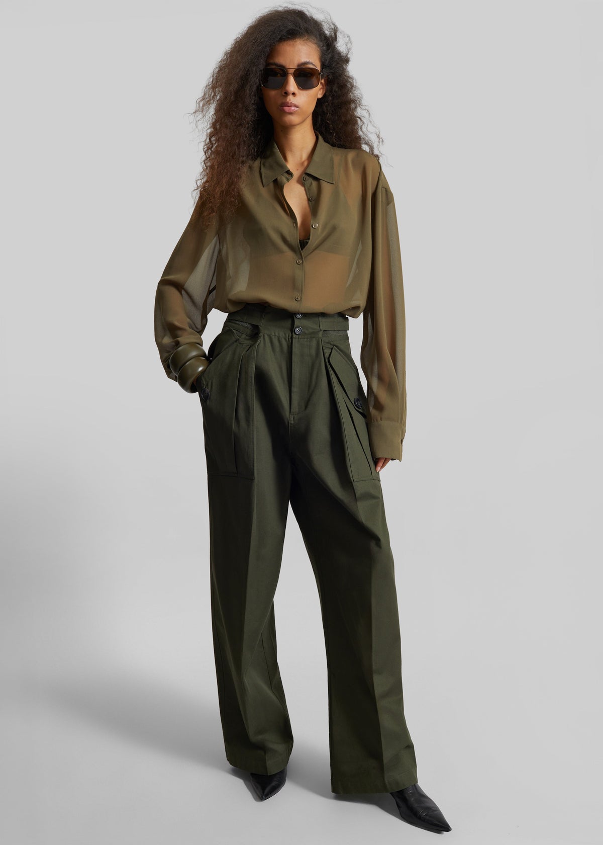 Peri Georgette Shirt - Khaki β view 5 of 8
