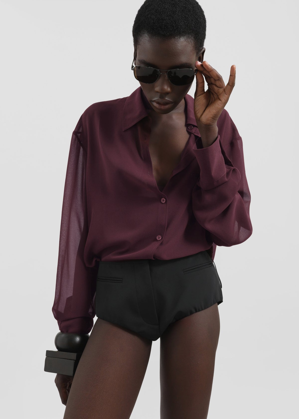 Peri Georgette Shirt - Burgundy β view 5 of 10