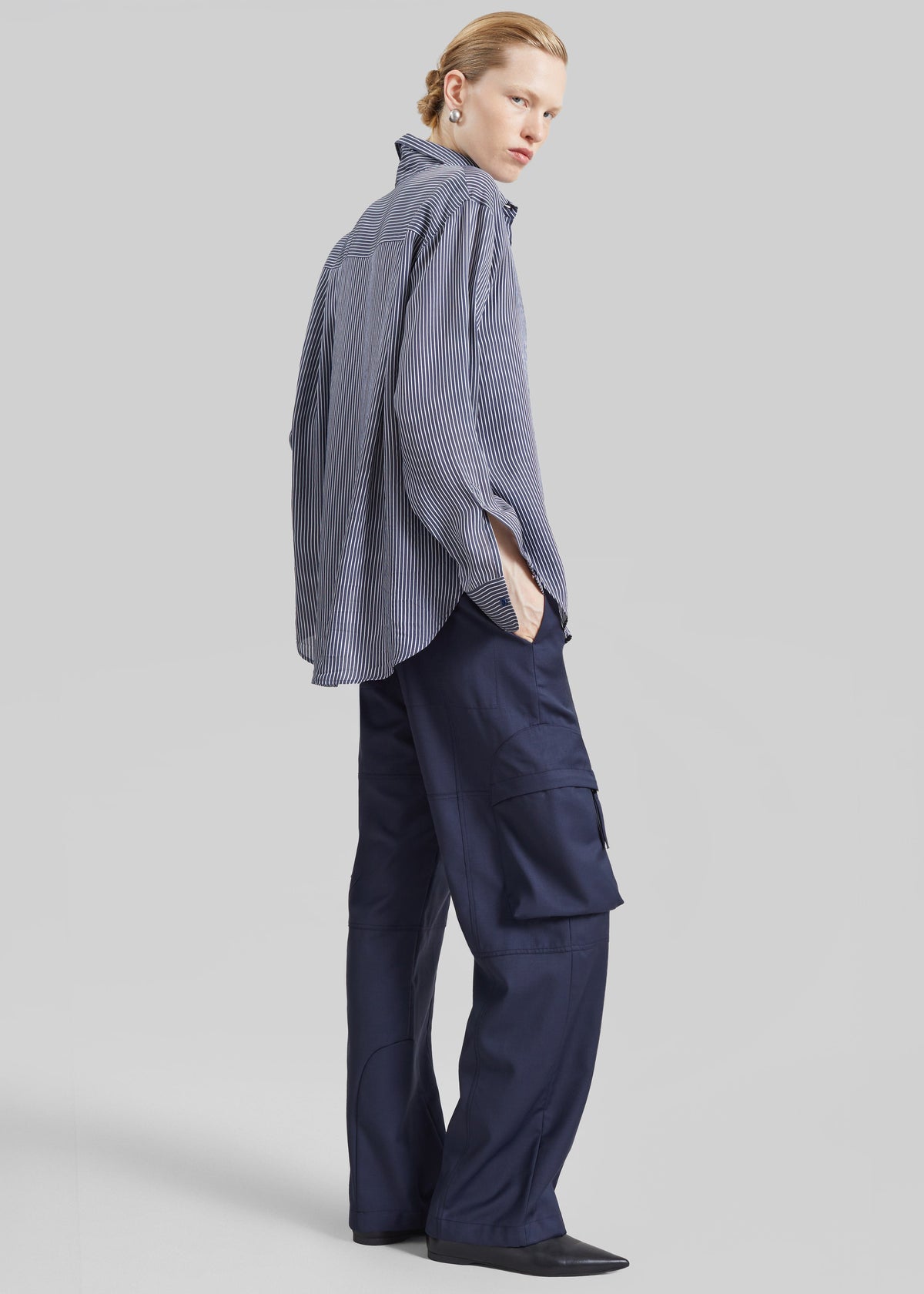 Peri Silk Shirt - Navy/White Stripe β view 7 of 8