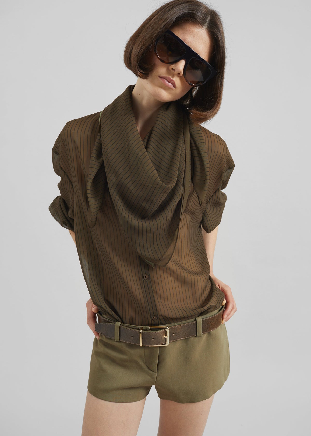Peri Striped Shirt - Olive/Black Stripe β view 2 of 14