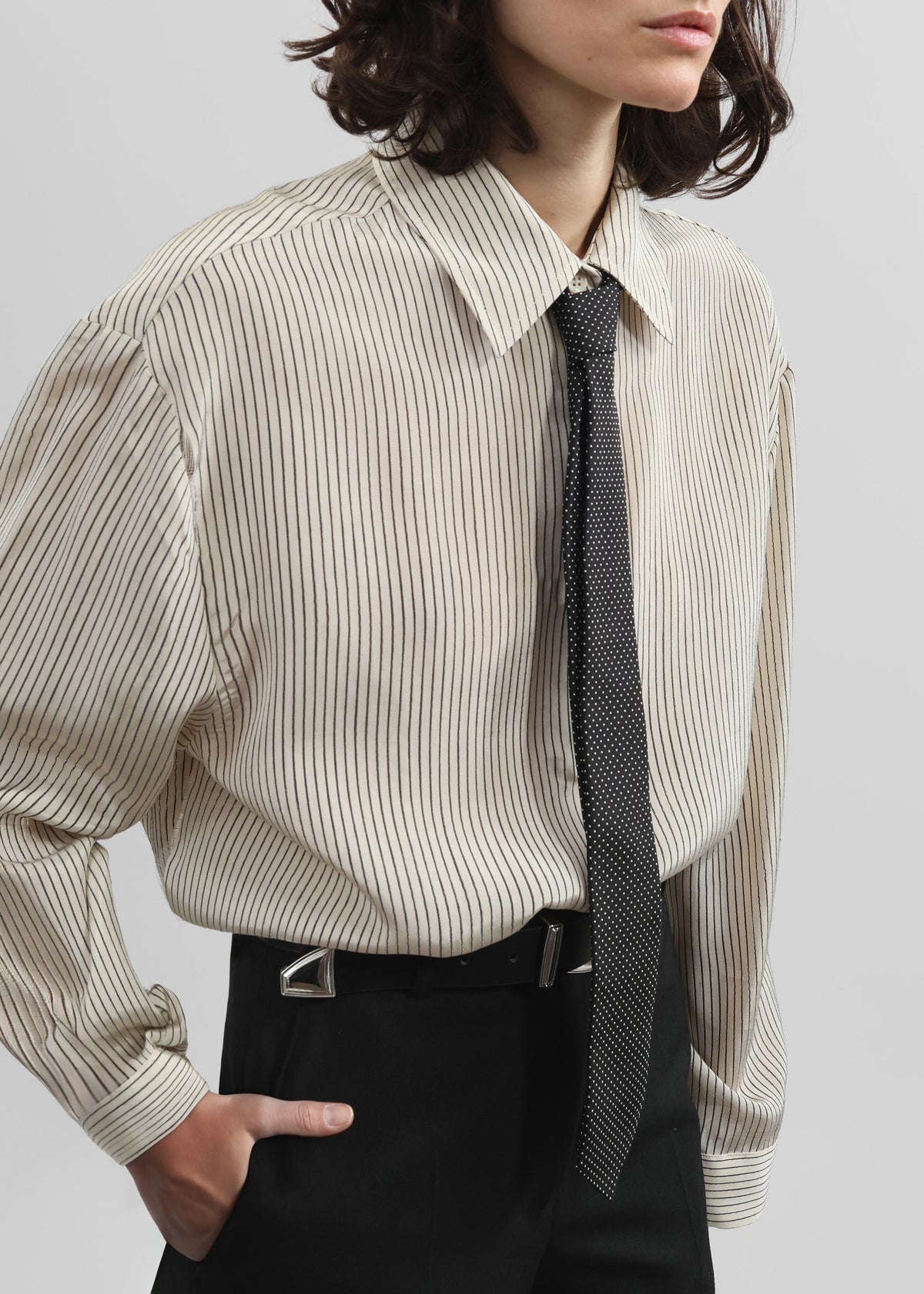 Peri Striped Shirt - Ivory/Black β view 5 of 9