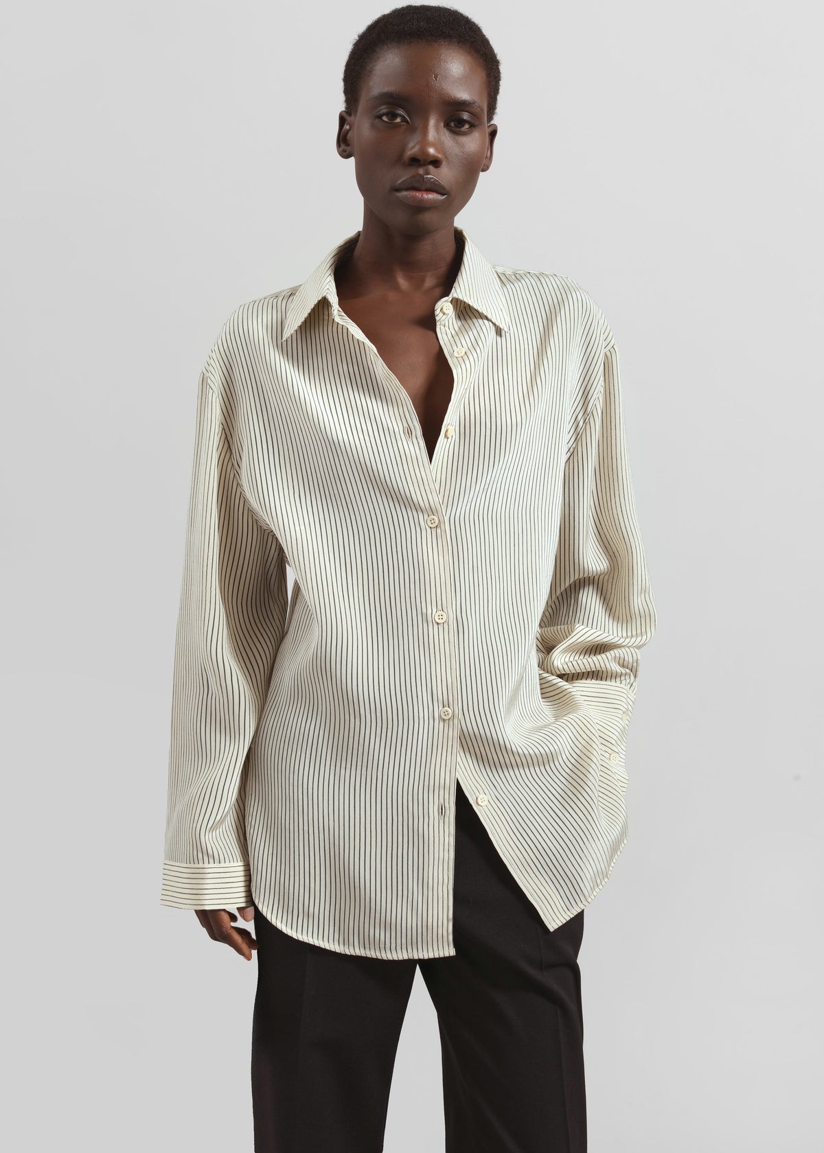 Peri Striped Shirt - Ivory/Black β view 1 of 9