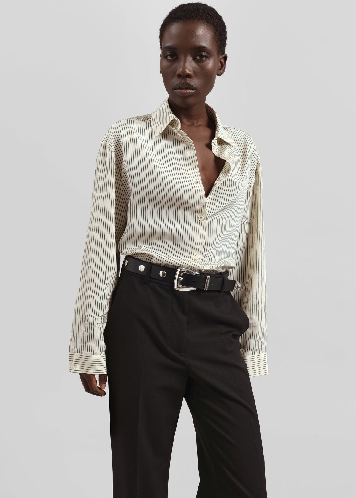 Peri Striped Shirt - Ivory/Black β view 4 of 9