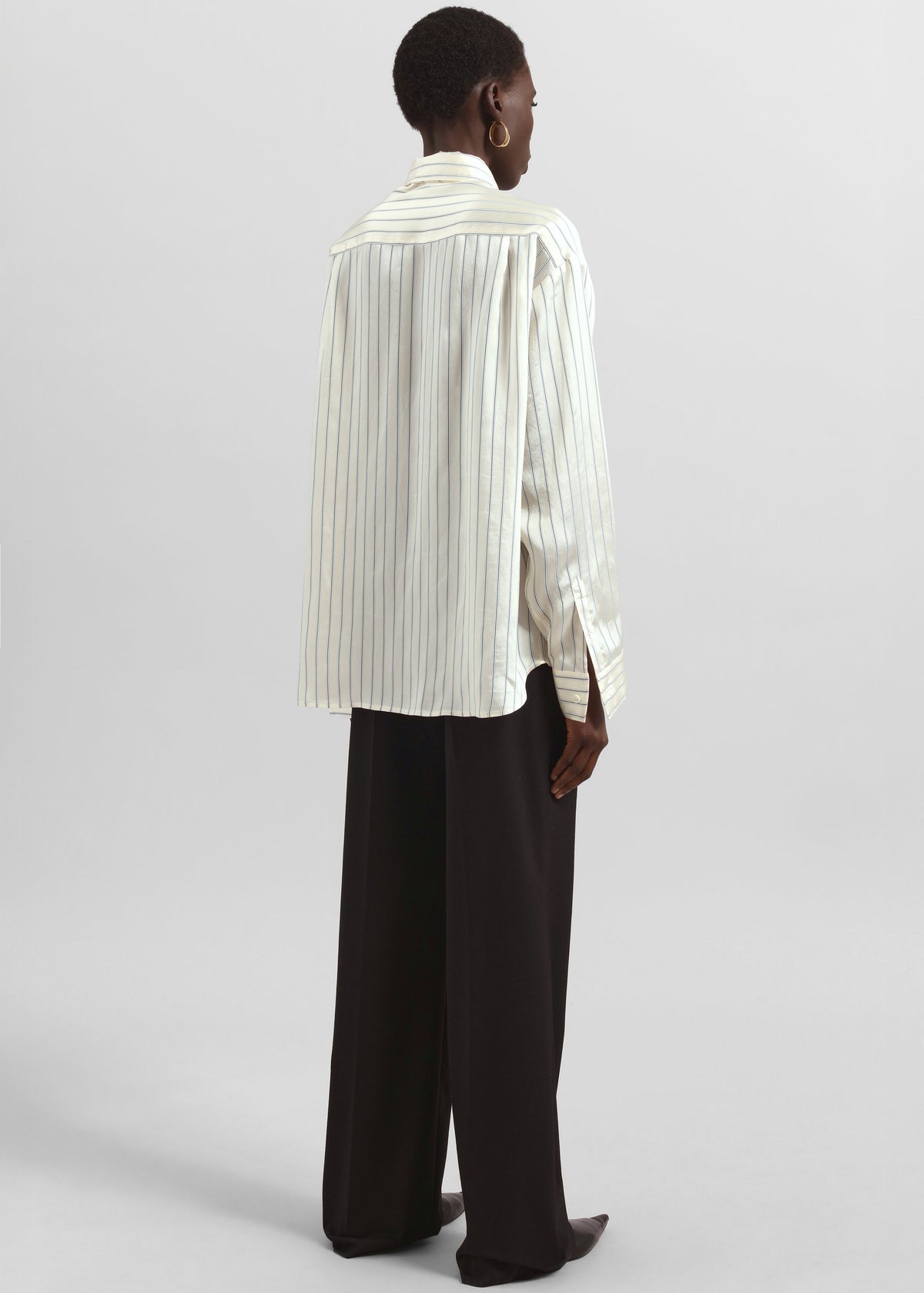 Peri Striped Silk Shirt - Cream/Navy Stripe β view 3 of 4