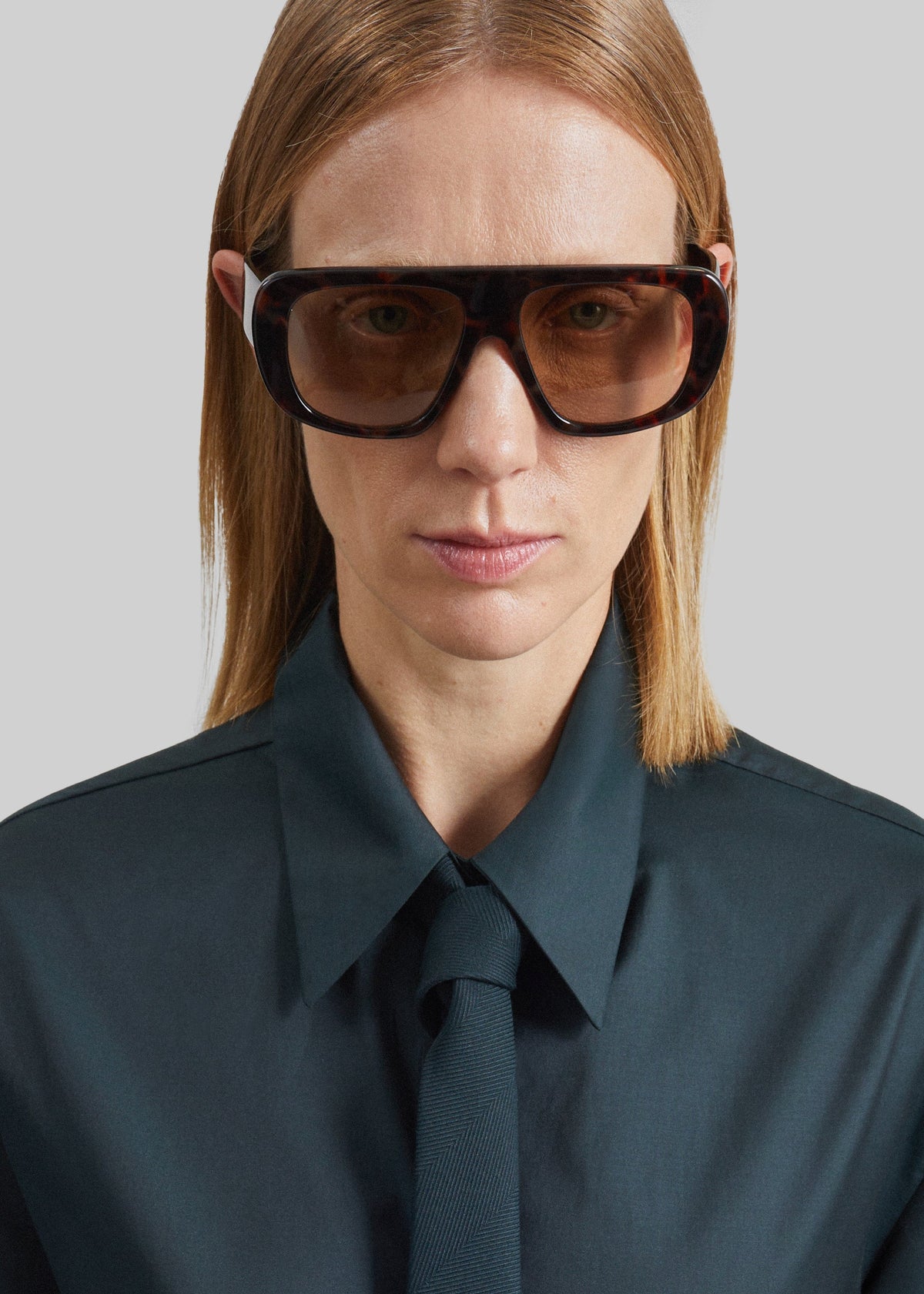Peri Tie Neck Shirt - Bottle Green β view 3 of 9