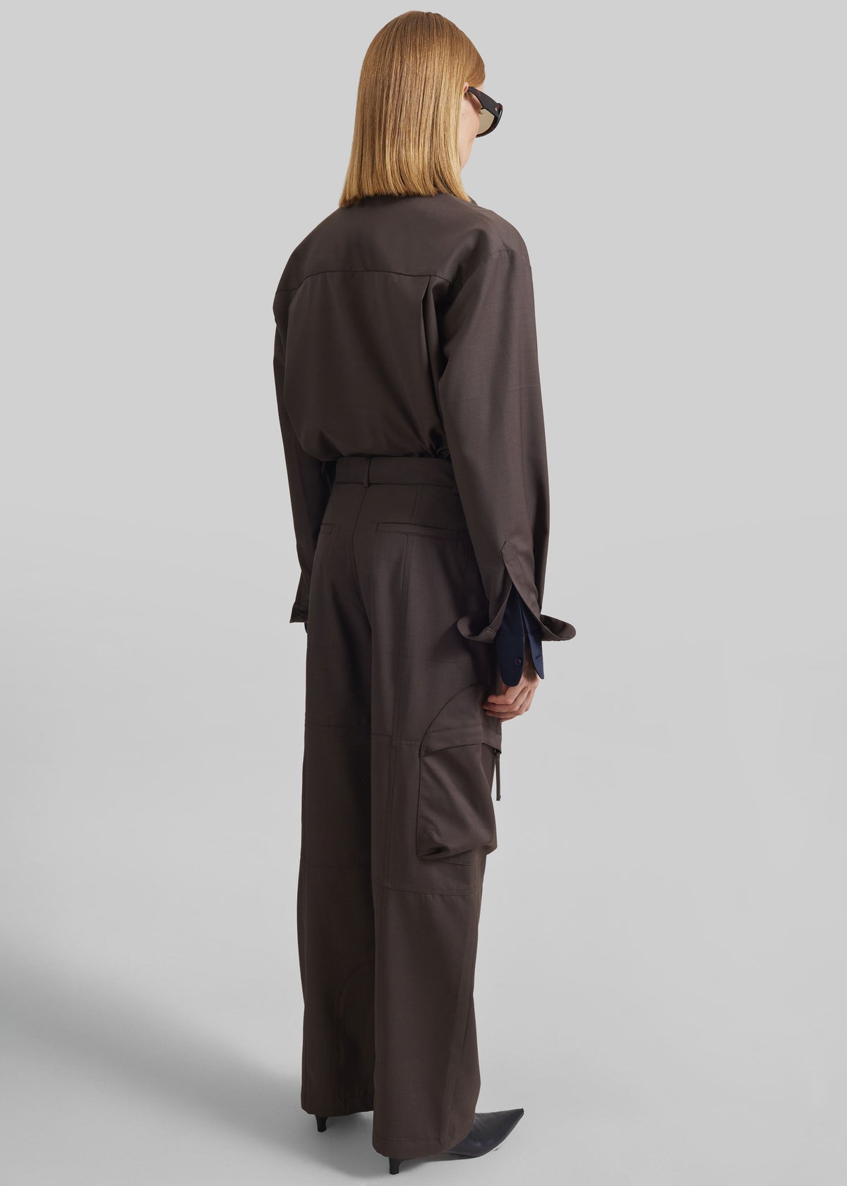 Peri Tie Neck Shirt - Brown β view 8 of 9