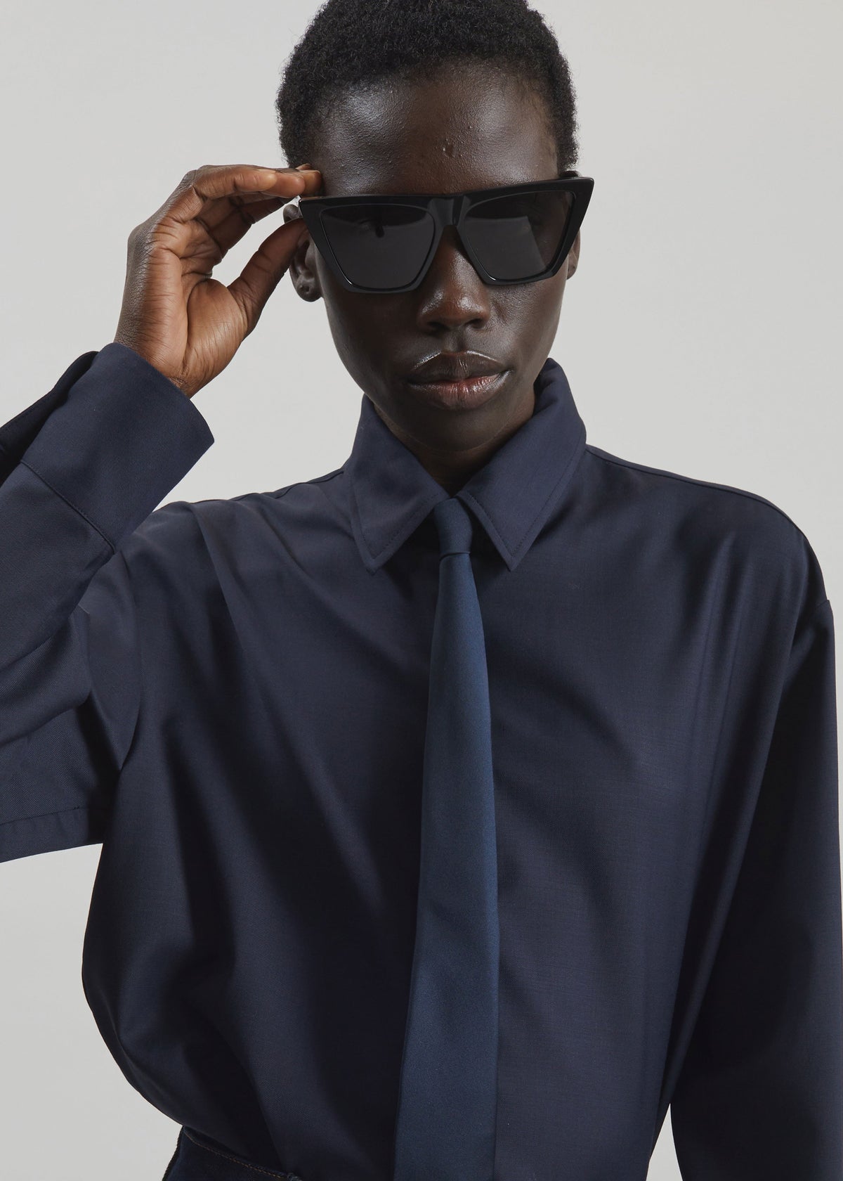 Peri Tie Neck Shirt - Navy β view 5 of 7