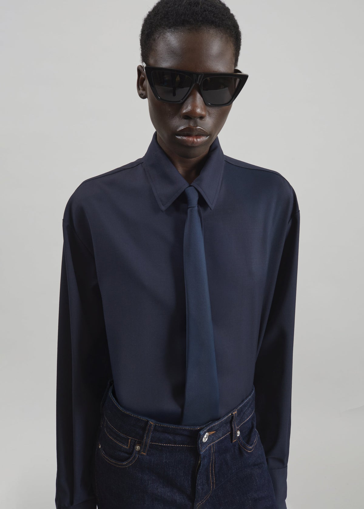 Peri Tie Neck Shirt - Navy β view 3 of 7