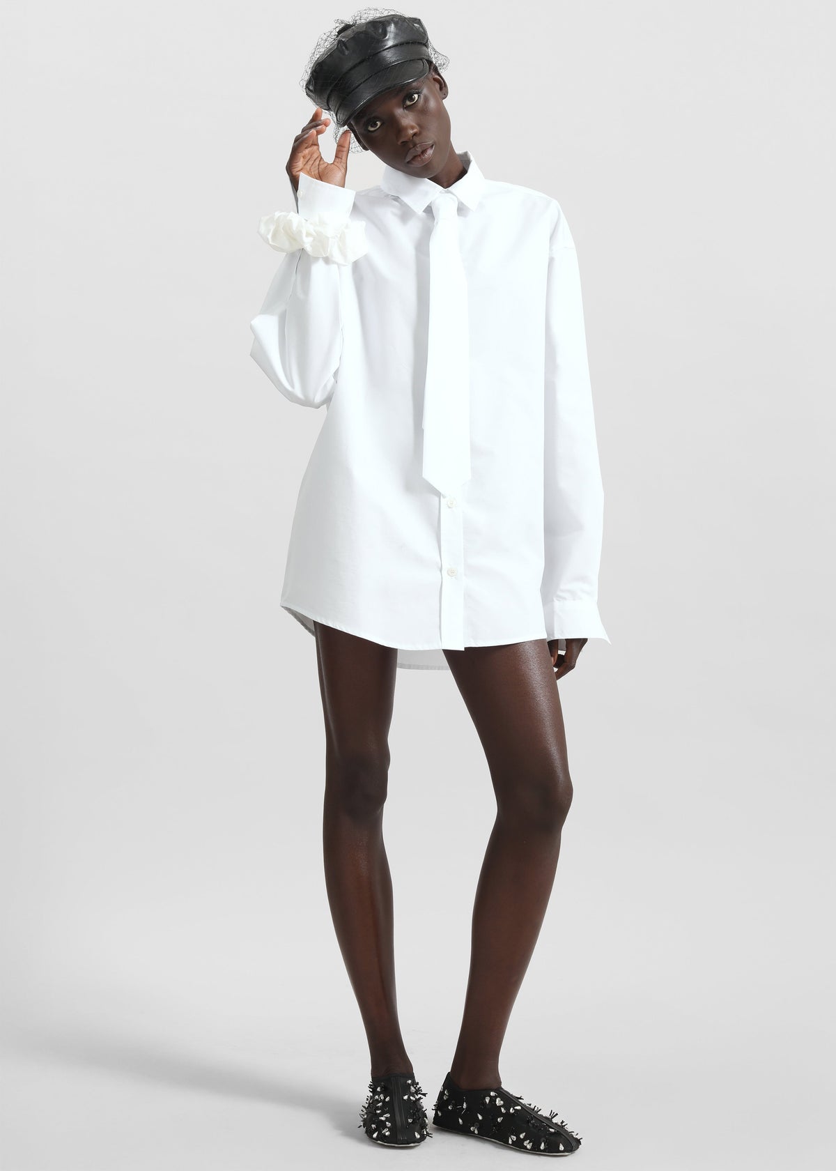 Perna Tie Neck Shirt - White β view 3 of 9