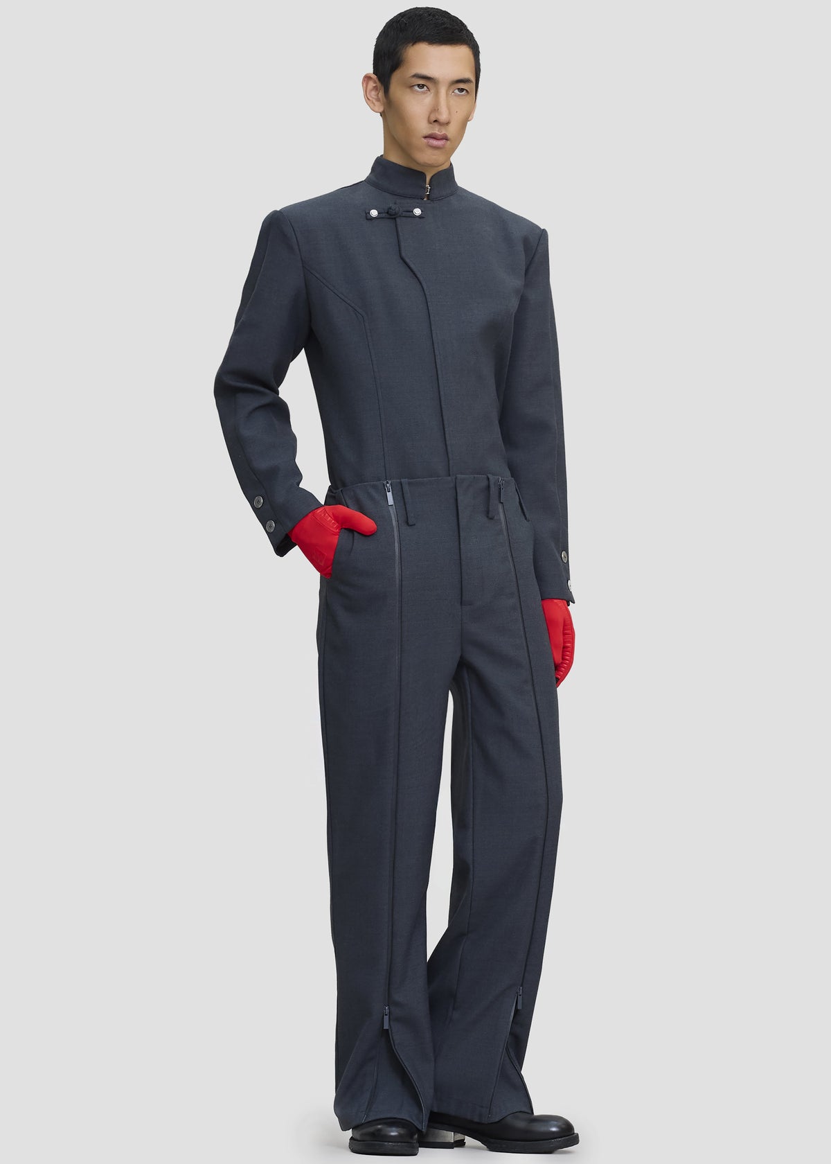 Pieces Uniques Emin Zip Pants - Ashen Sky β view 1 of 7