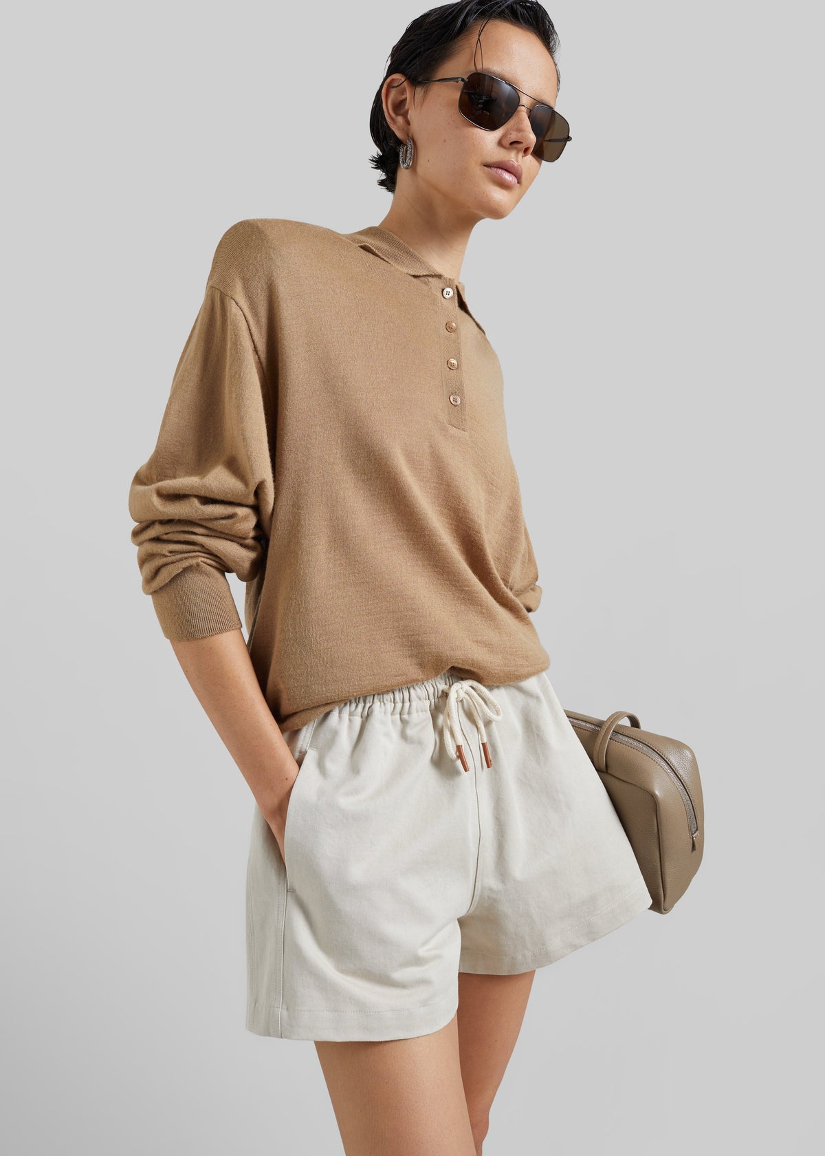 Pierno Cotton Shorts - Beige β view 6 of 9