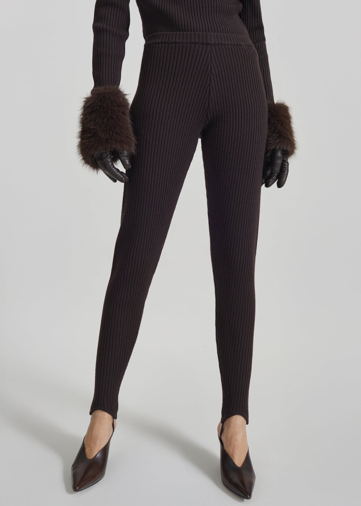 Piuma Knit Stirrup Leggings - Brown β view 3 of 11