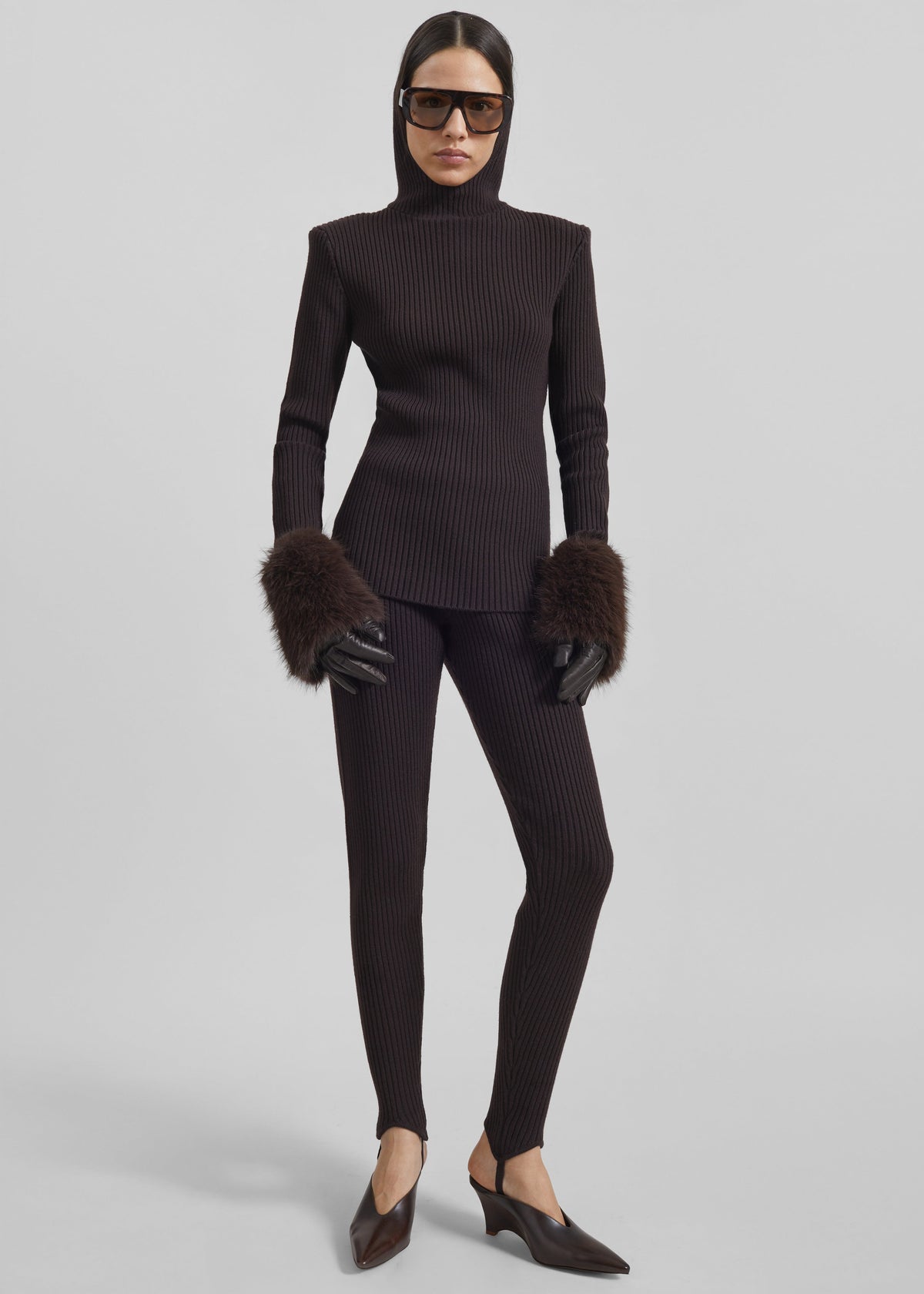 Piuma Knit Stirrup Leggings - Brown β view 7 of 11