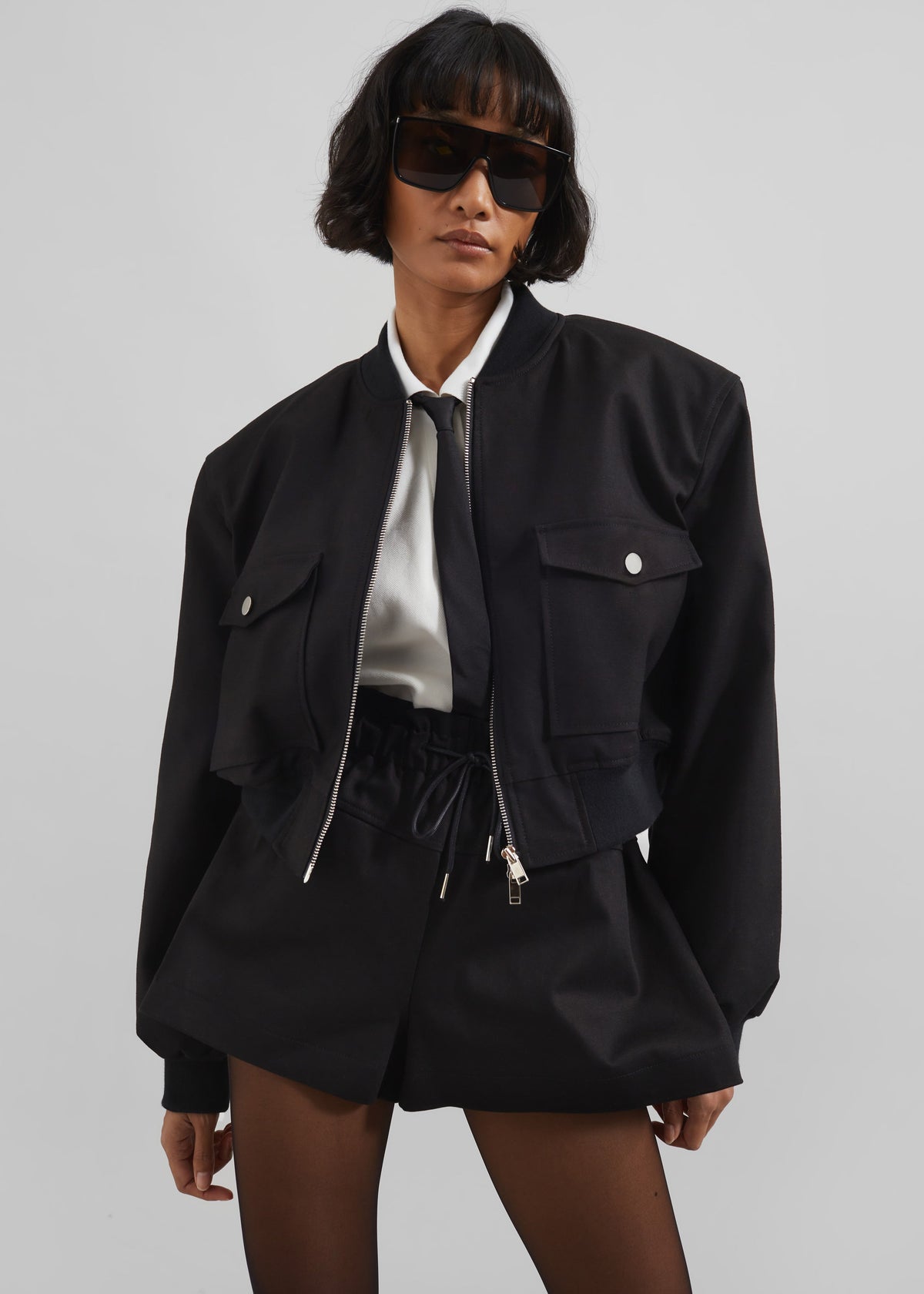 Pomona Crop Bomber Jacket - Black β view 6 of 8