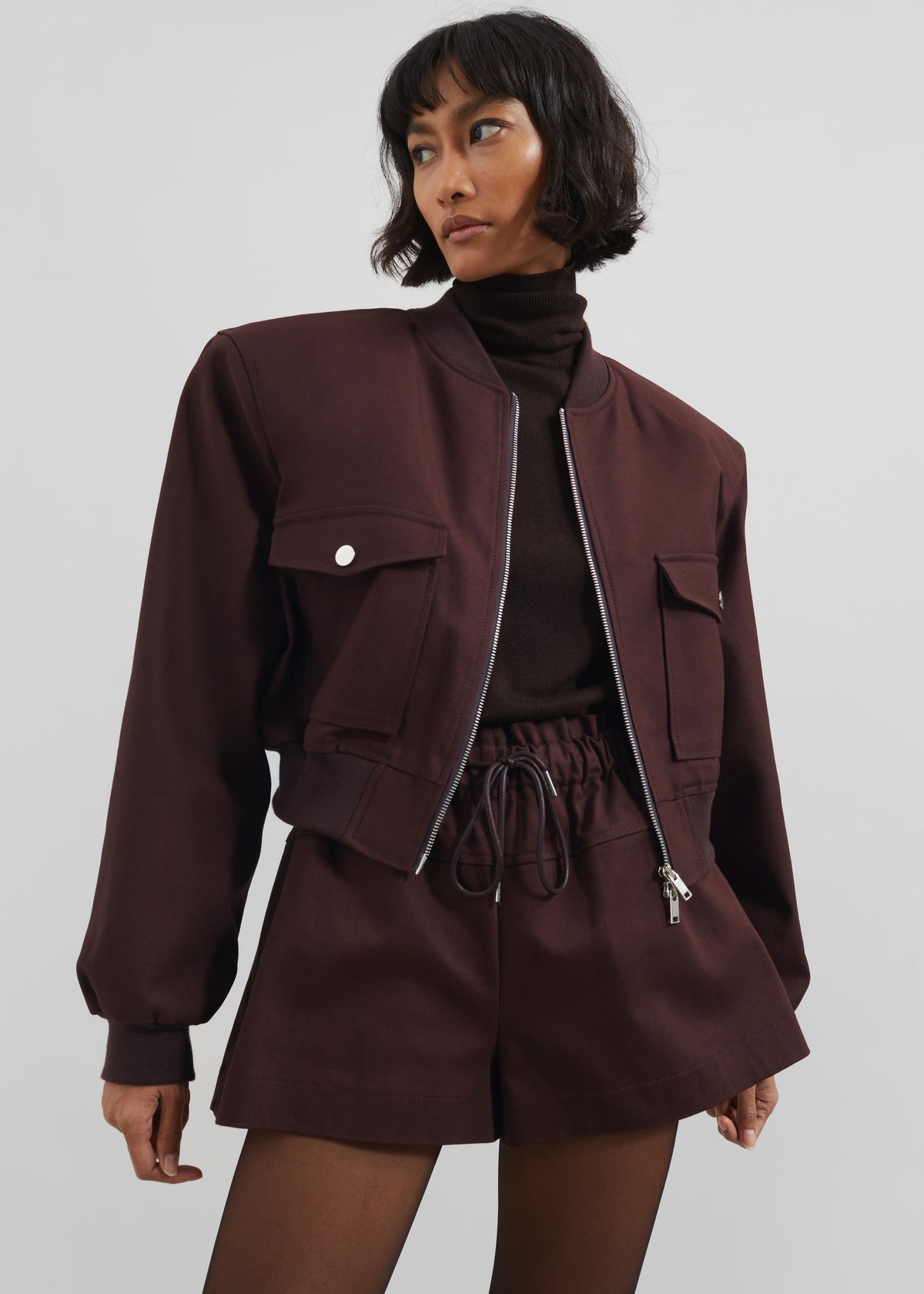 Pomona Crop Bomber Jacket - Burgundy β view 7 of 9