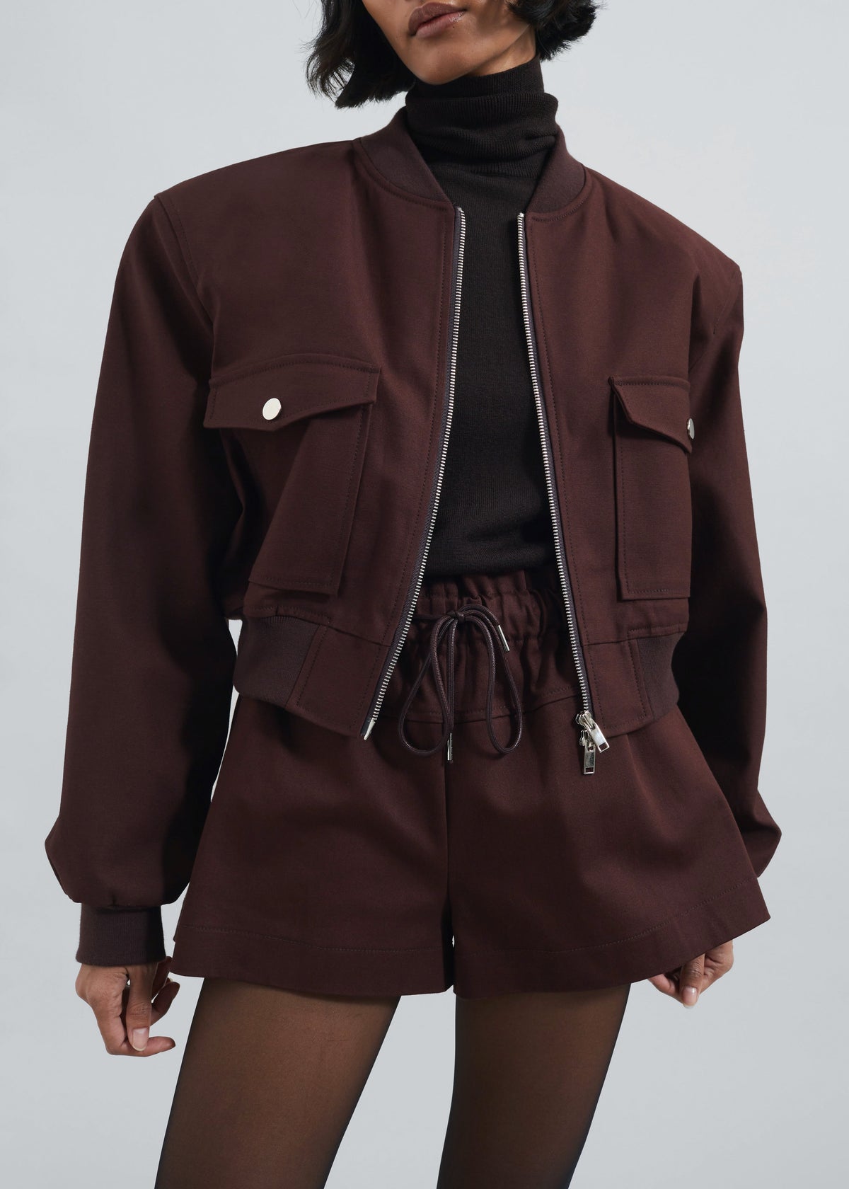 Pomona Crop Bomber Jacket - Burgundy β view 3 of 9