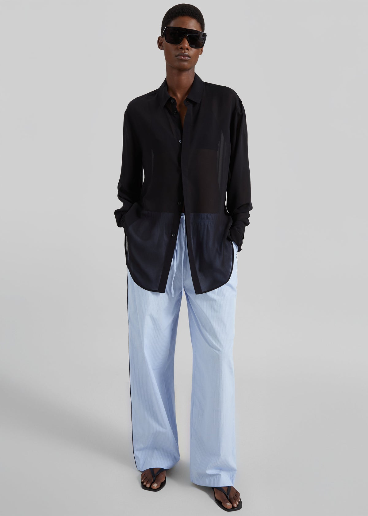 Porto Contrast Piped Pants - Blue/White Stripe β view 6 of 11