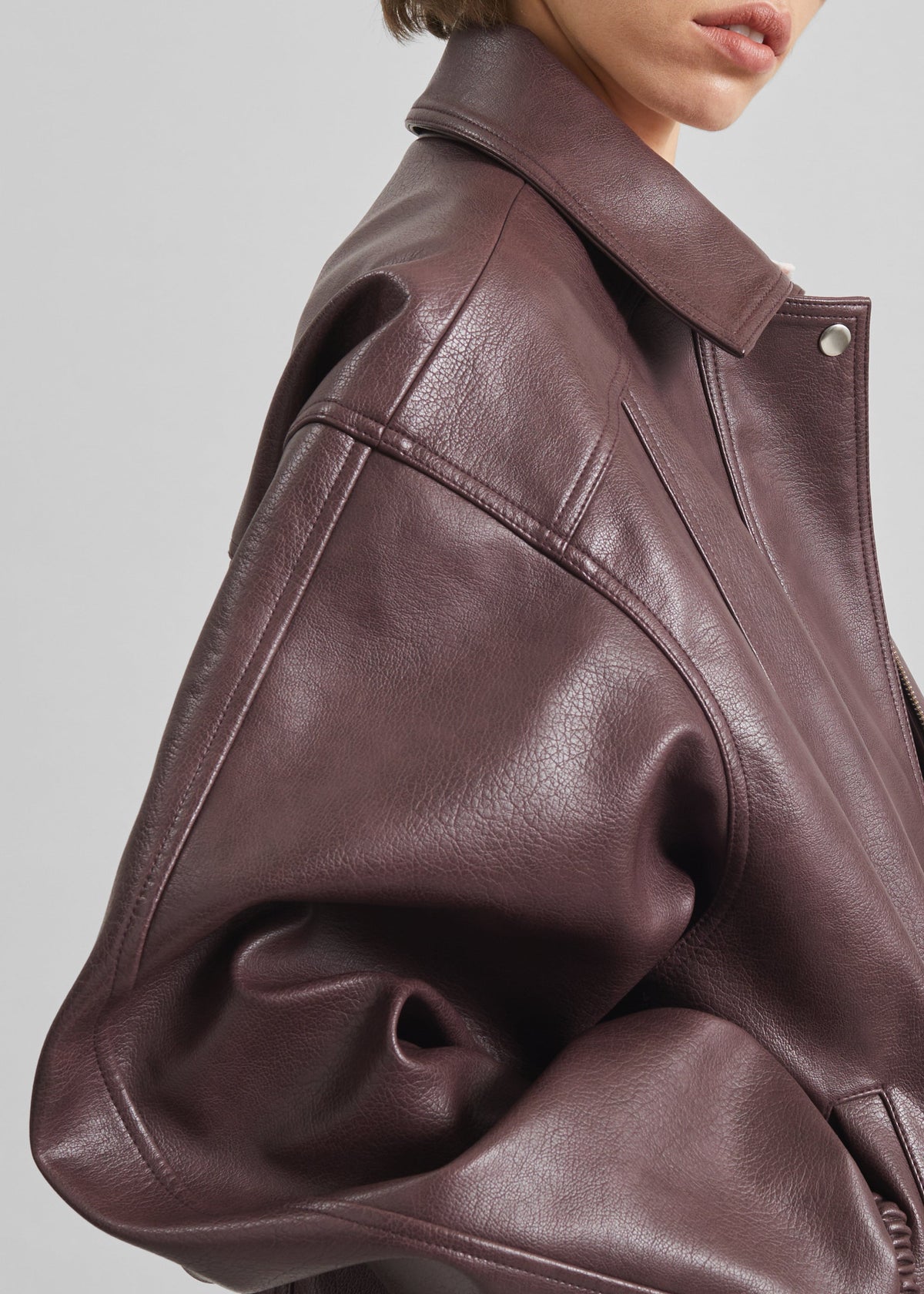 Prescott Faux Leather Jacket - Burgundy β view 2 of 8
