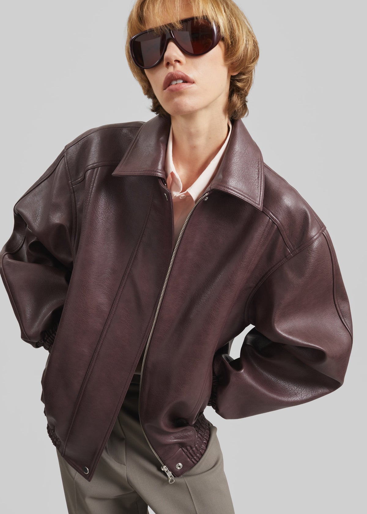 Prescott Faux Leather Jacket - Burgundy β view 3 of 8