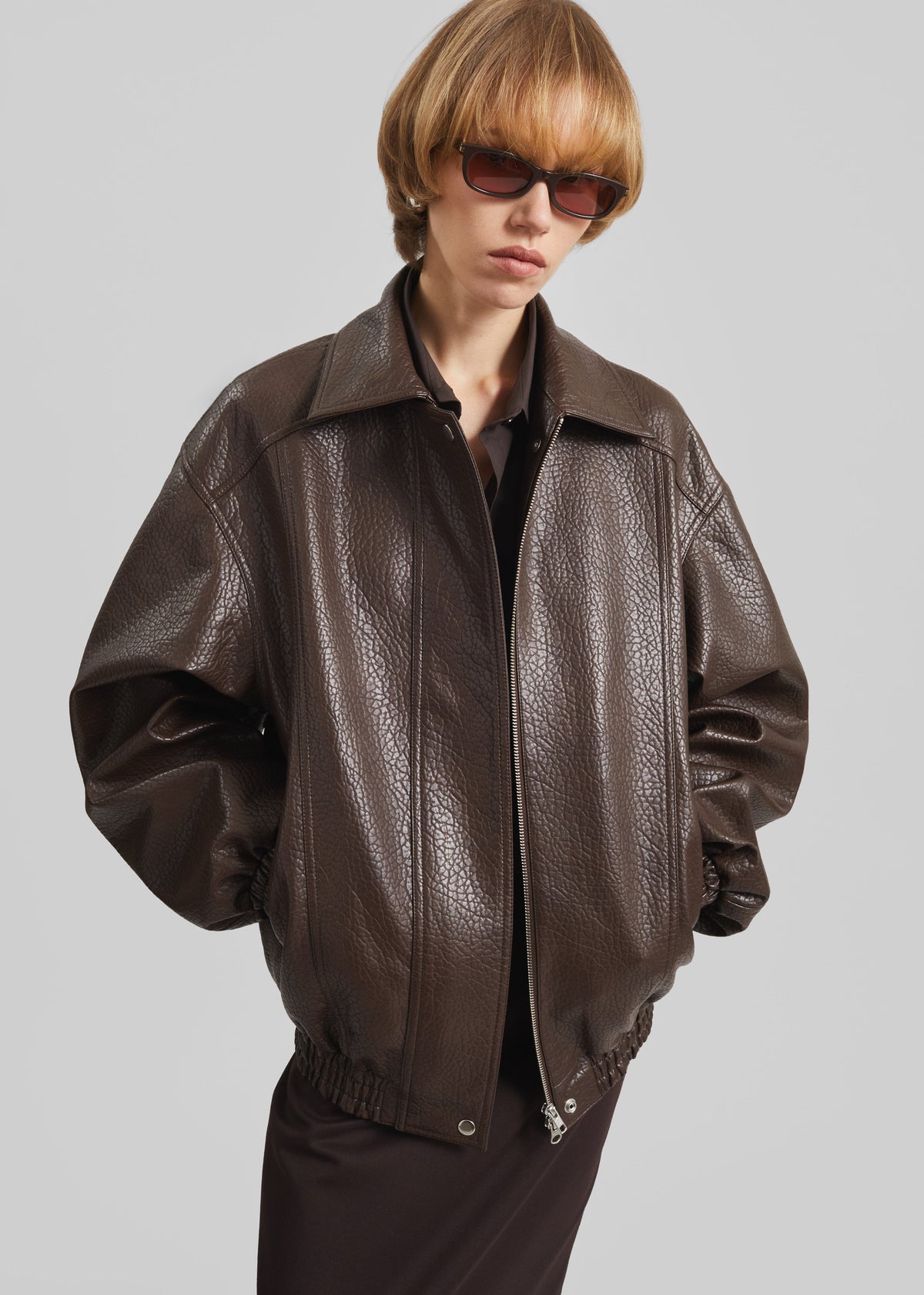 Prescott Grained Faux Leather Jacket - Brown β view 1 of 1