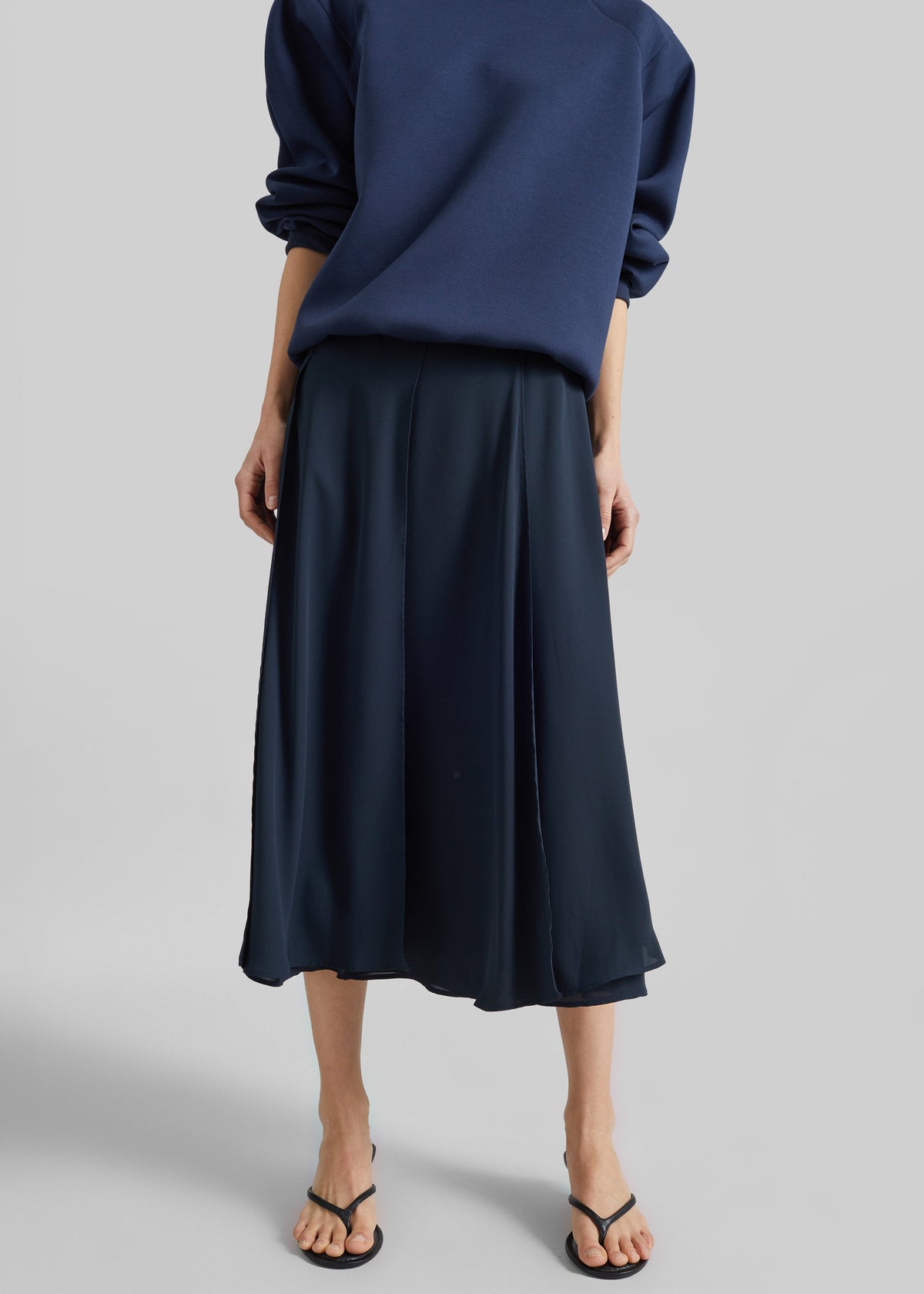 Provence Fluid A-Line Midi Skirt - Navy β view 4 of 9